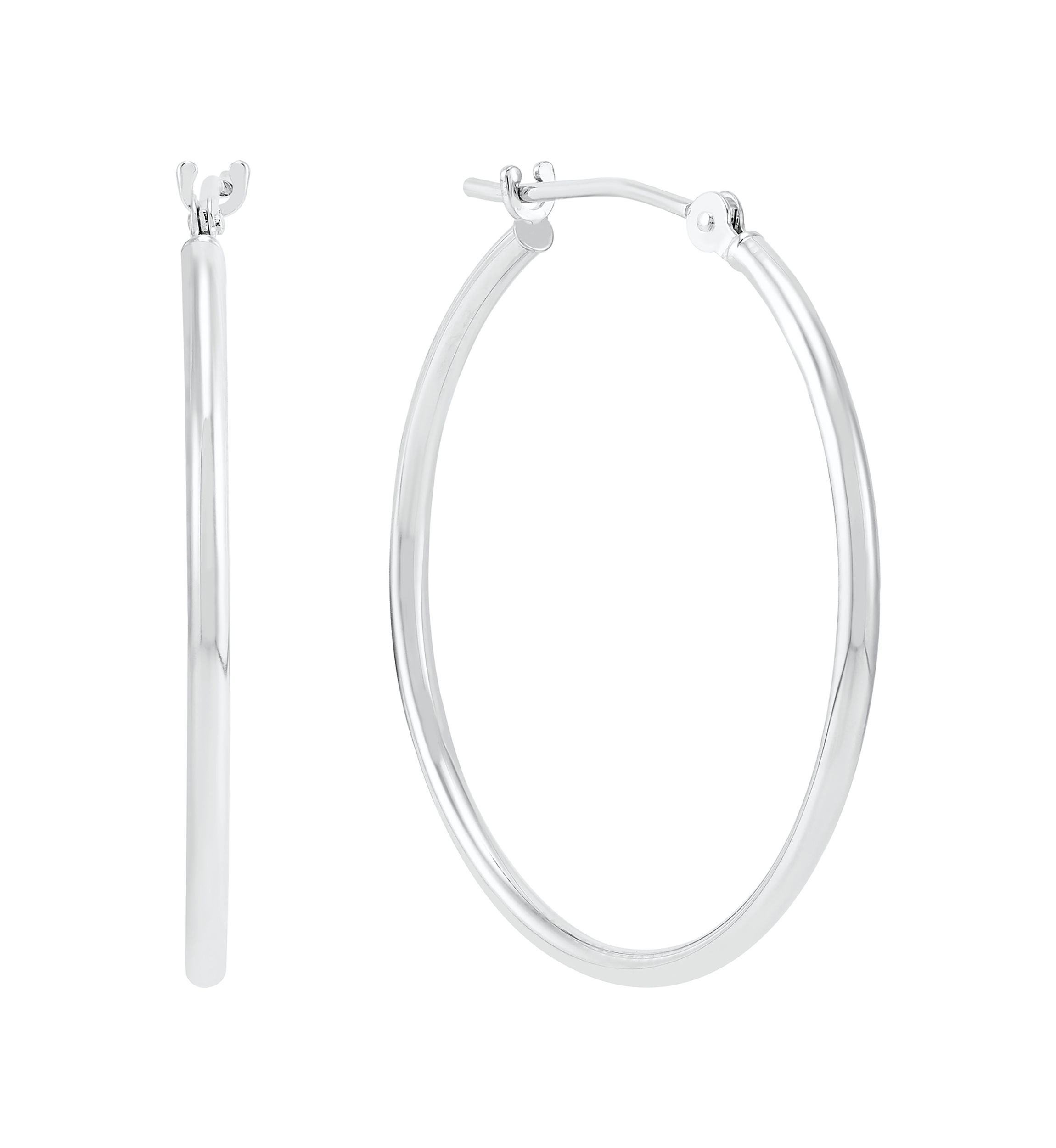 Tube Hoop Earrings in 14K White Gold