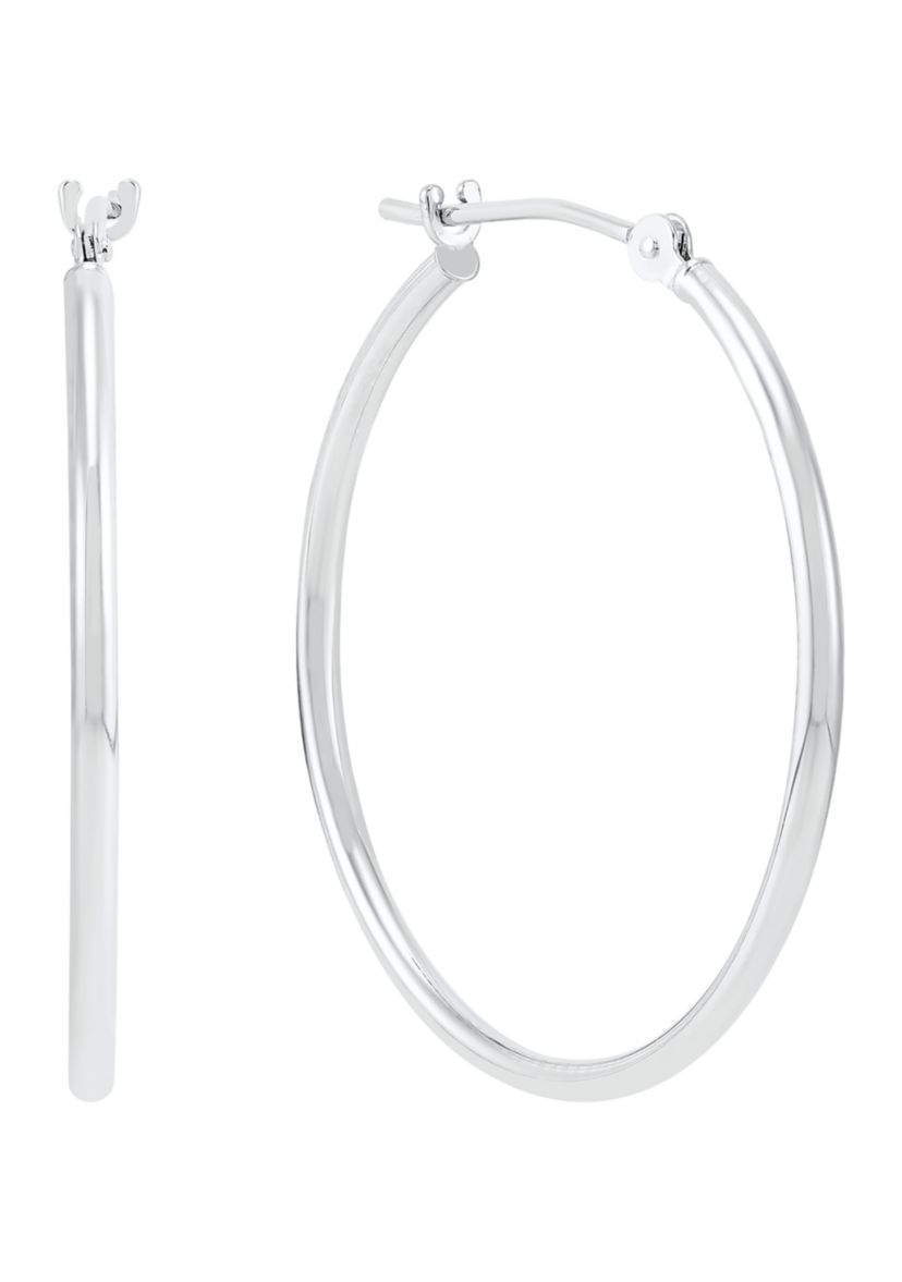 Tube Hoop Earrings in 14K White Gold