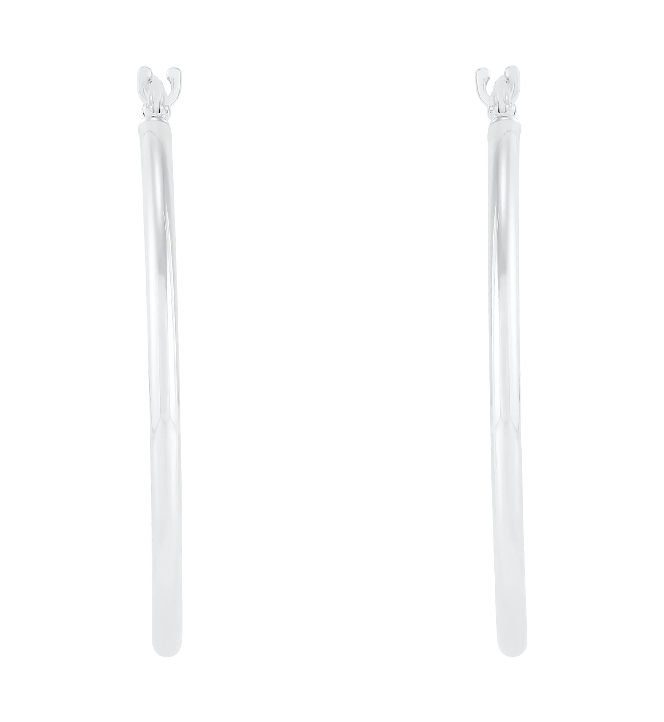Tube Hoop Earrings in 14K White Gold