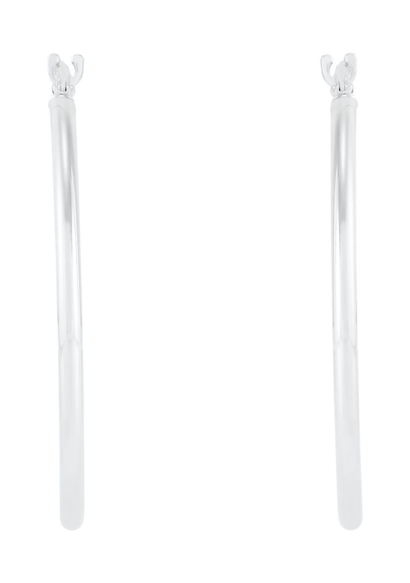Tube Hoop Earrings in 14K White Gold