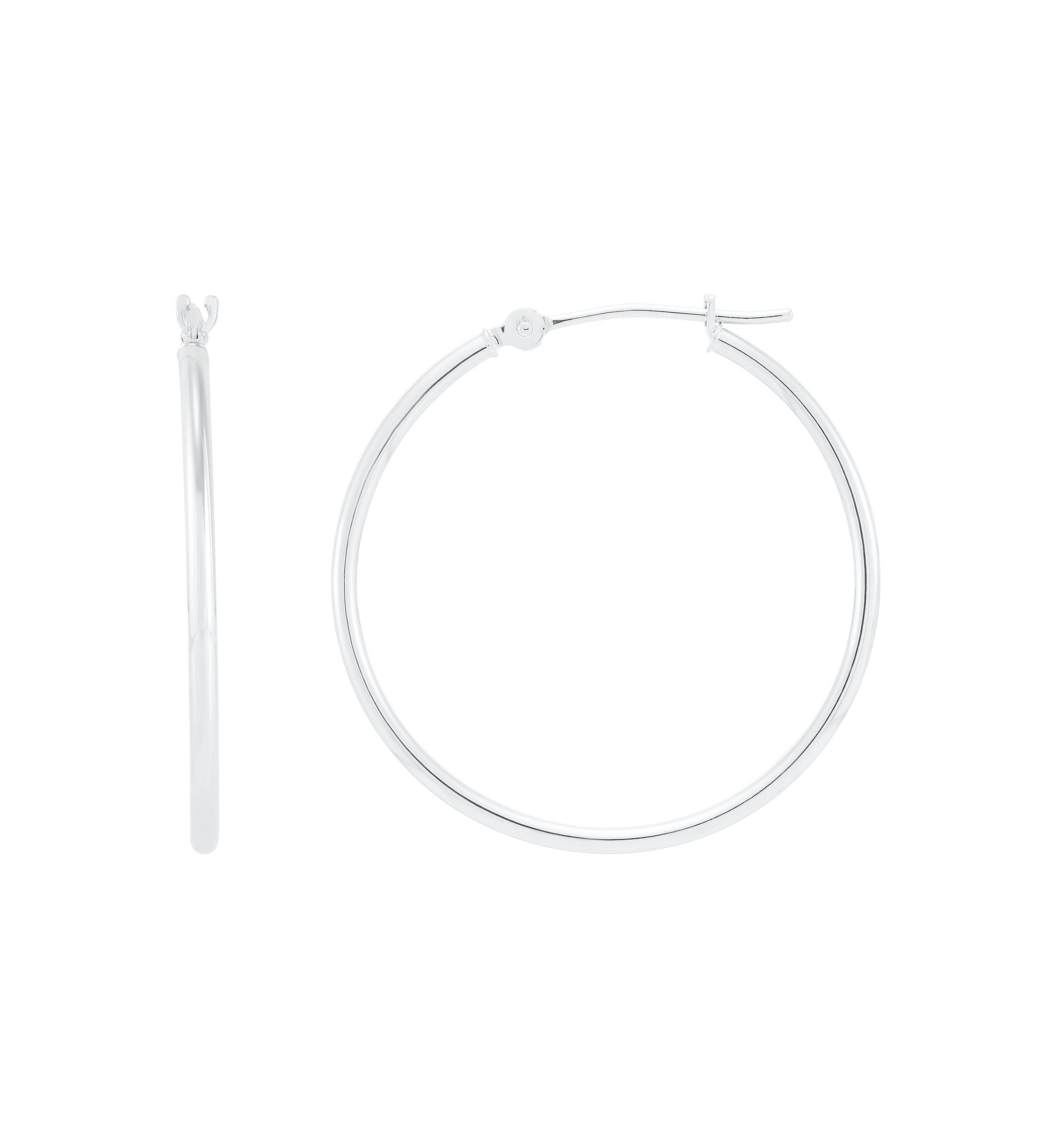 Tube Hoop Earrings in 14K White Gold