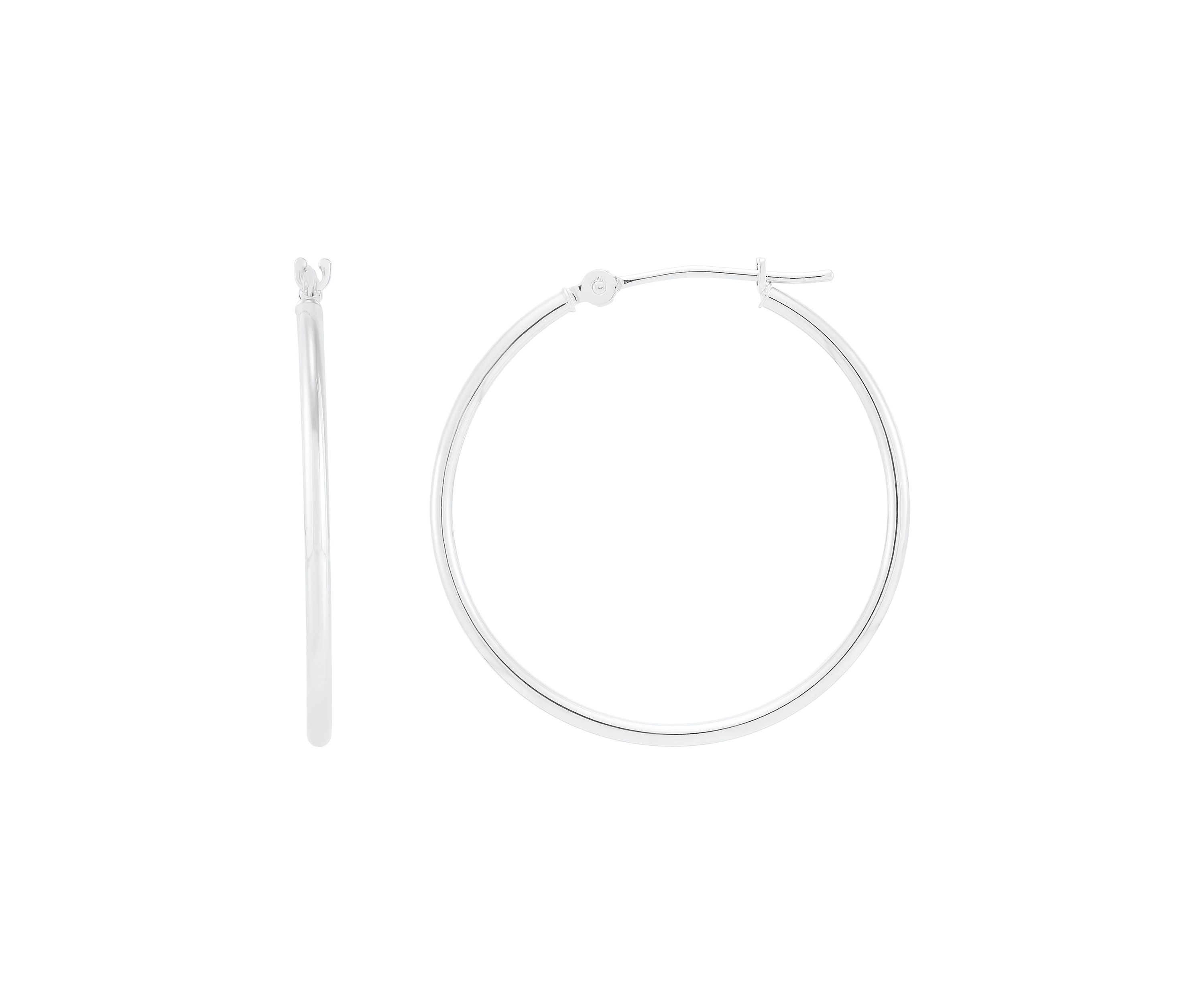 Tube Hoop Earrings in 14K White Gold