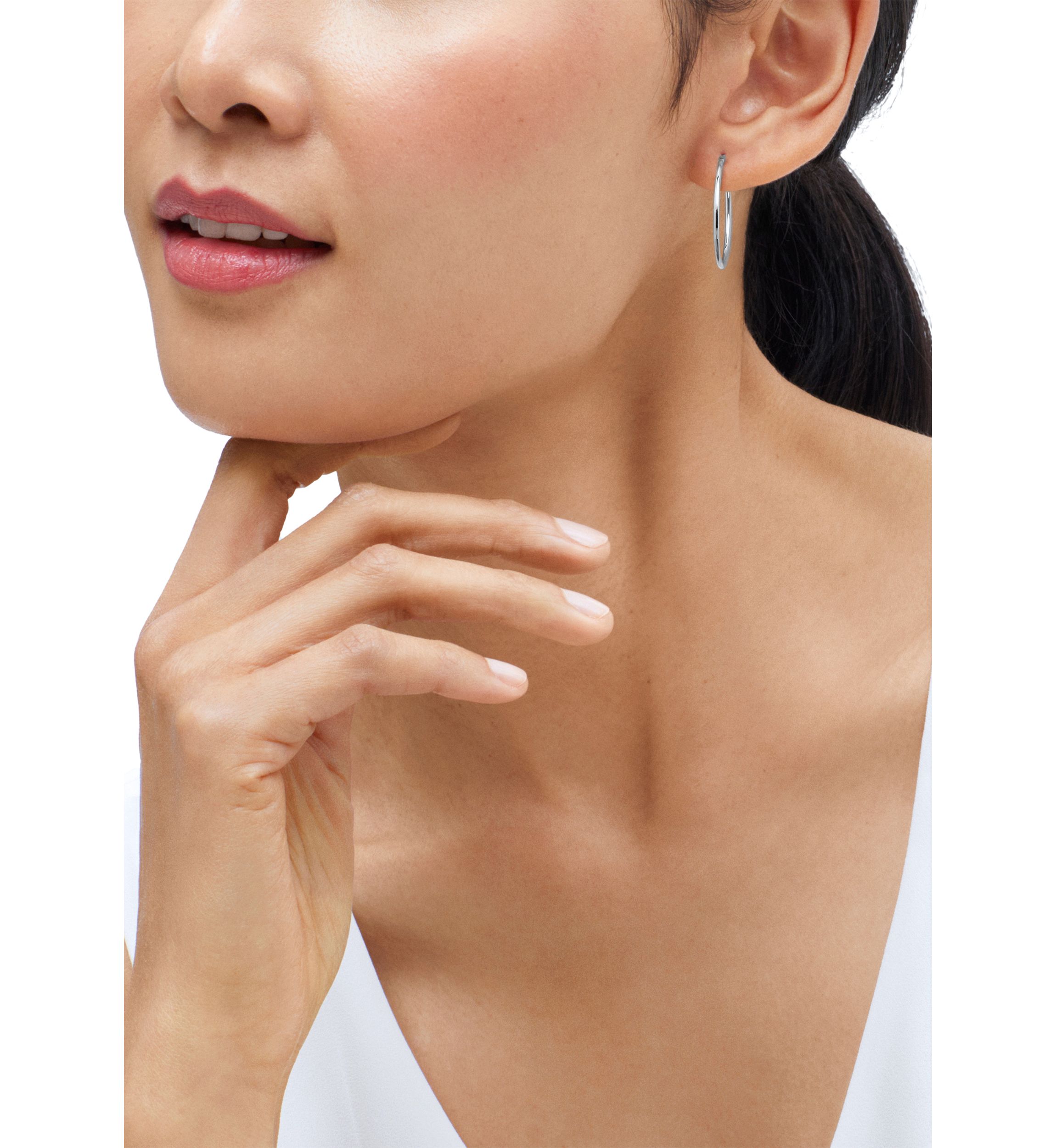 Tube Hoop Earrings in 14K White Gold