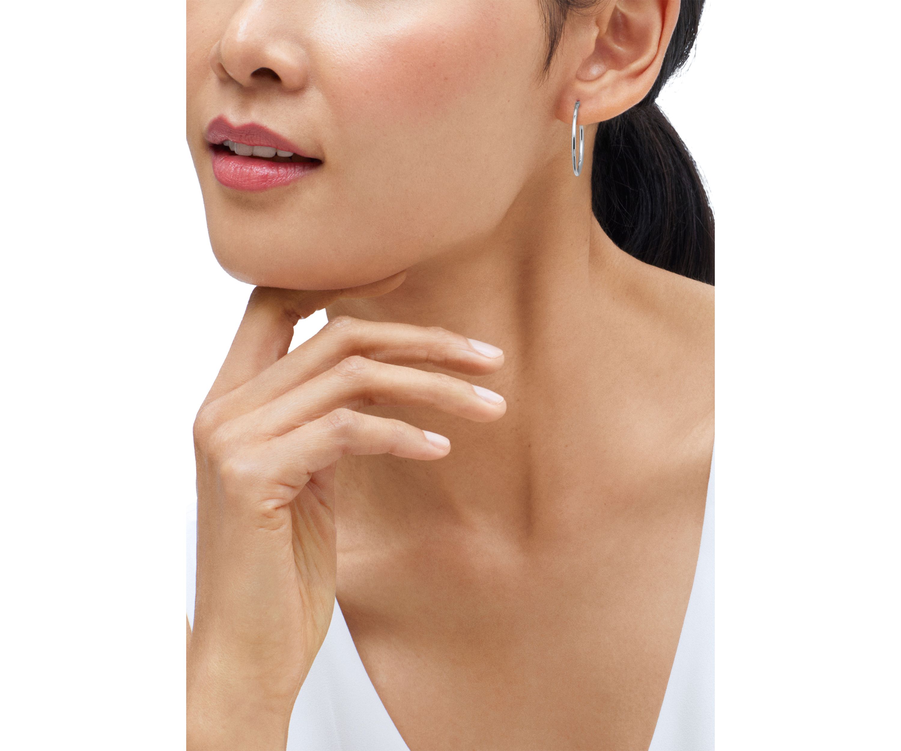 Tube Hoop Earrings in 14K White Gold