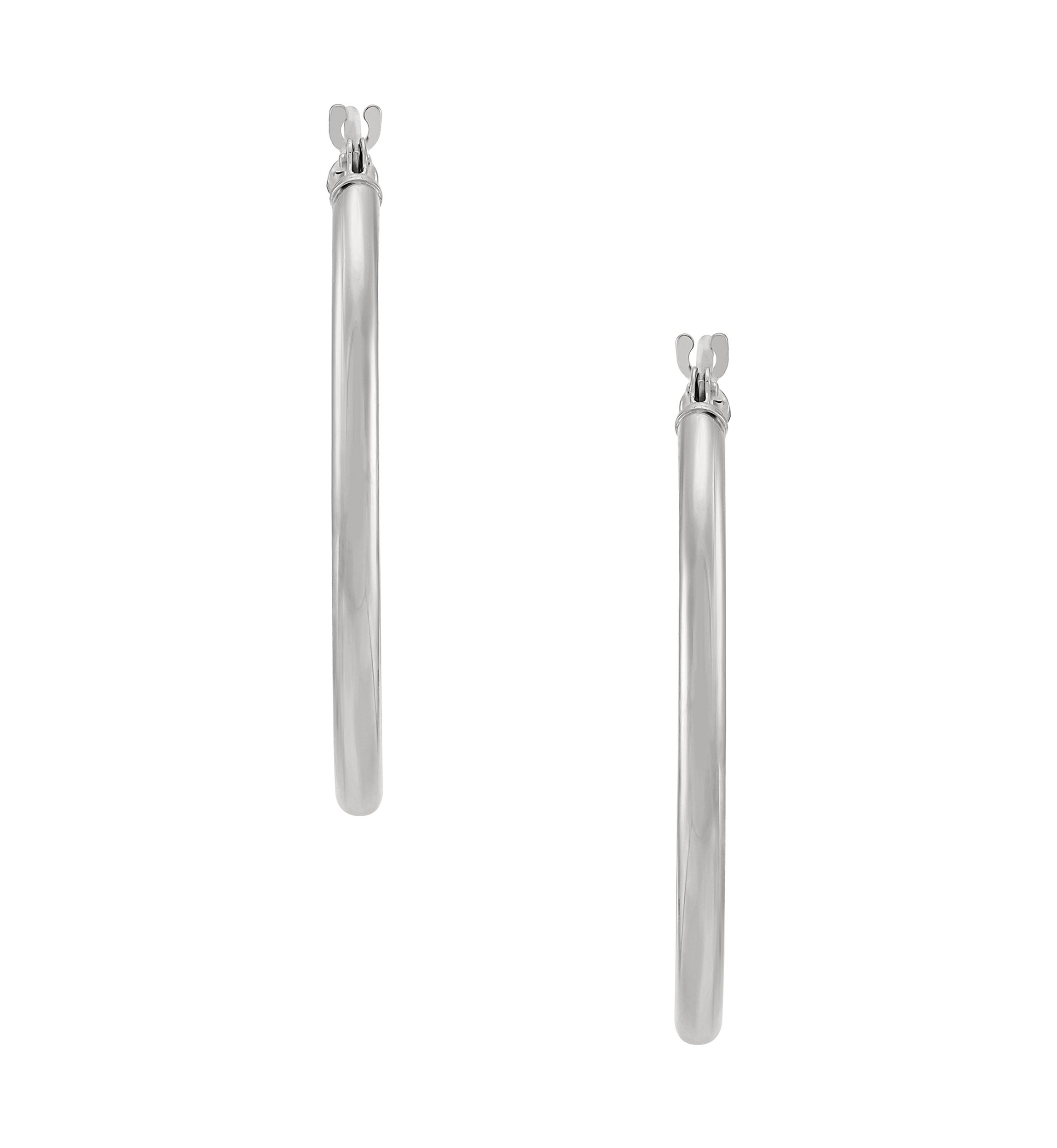 Tube Hoop Earrings in 10K White Gold