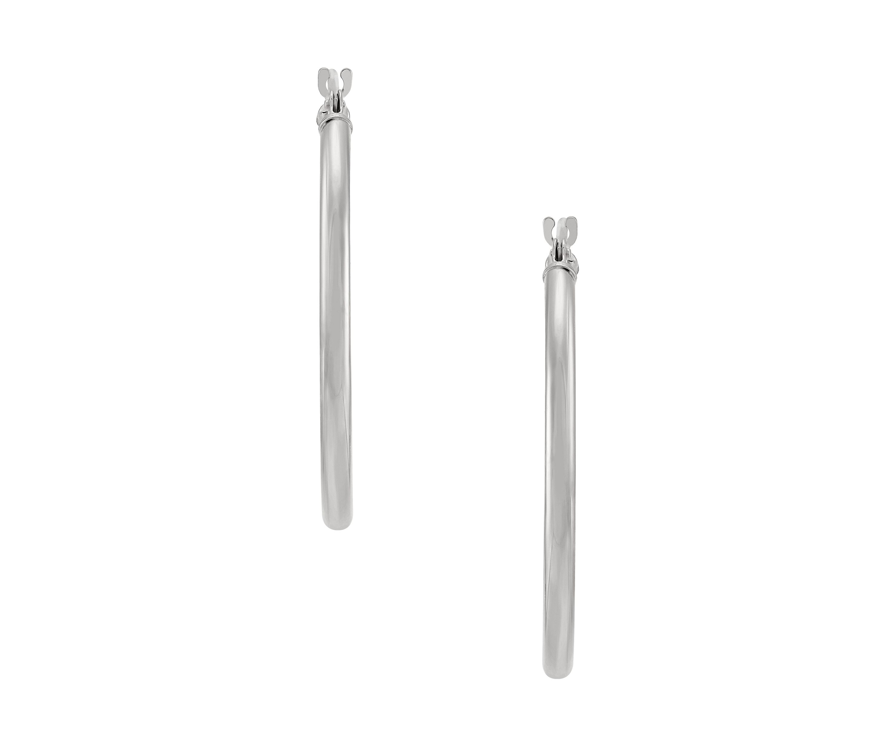 Tube Hoop Earrings in 10K White Gold
