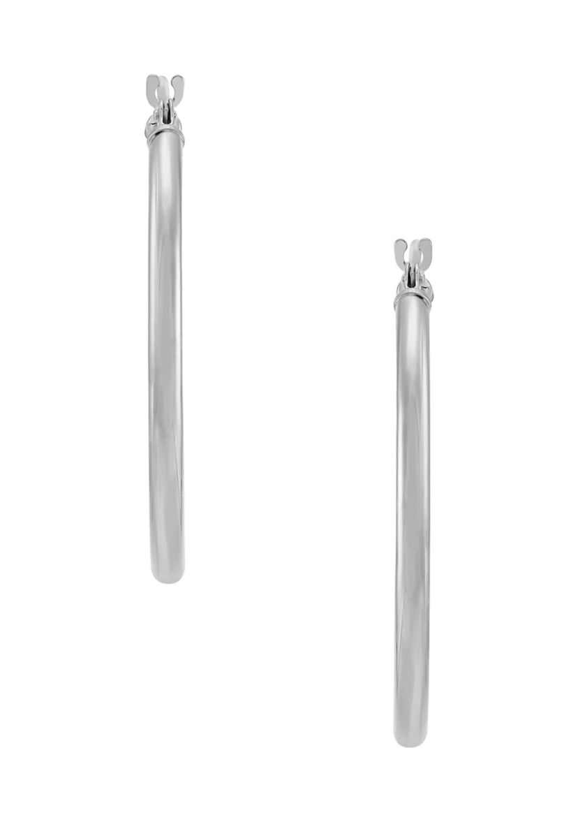 Tube Hoop Earrings in 10K White Gold