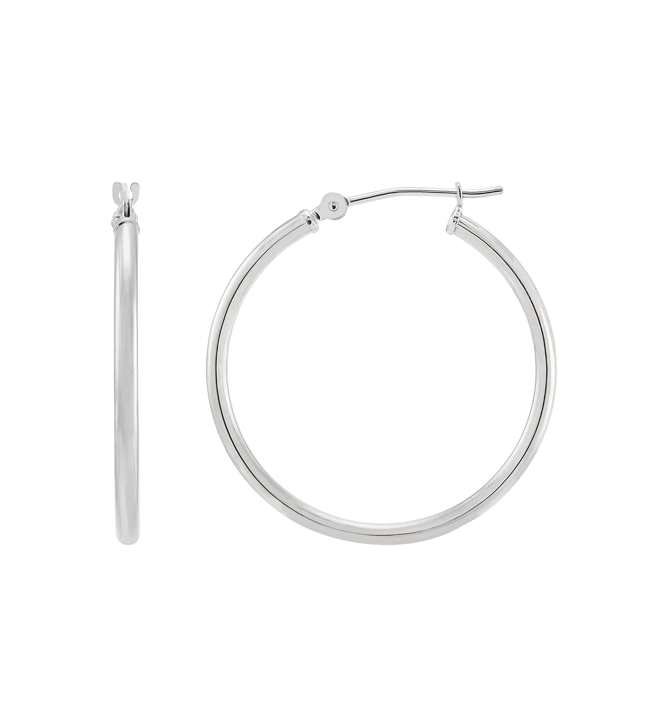 Tube Hoop Earrings in 10K White Gold