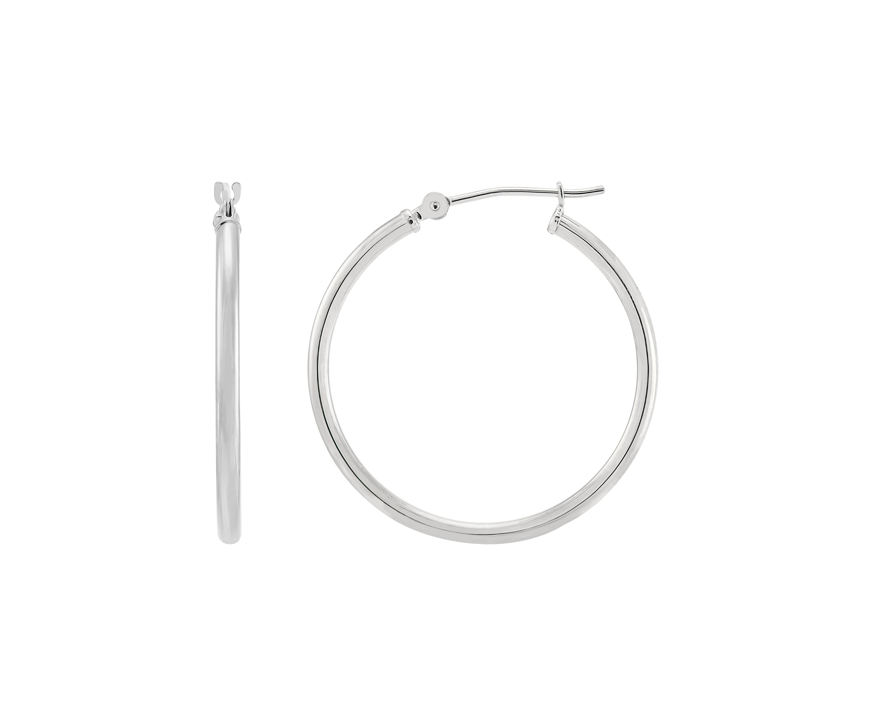 Tube Hoop Earrings in 10K White Gold