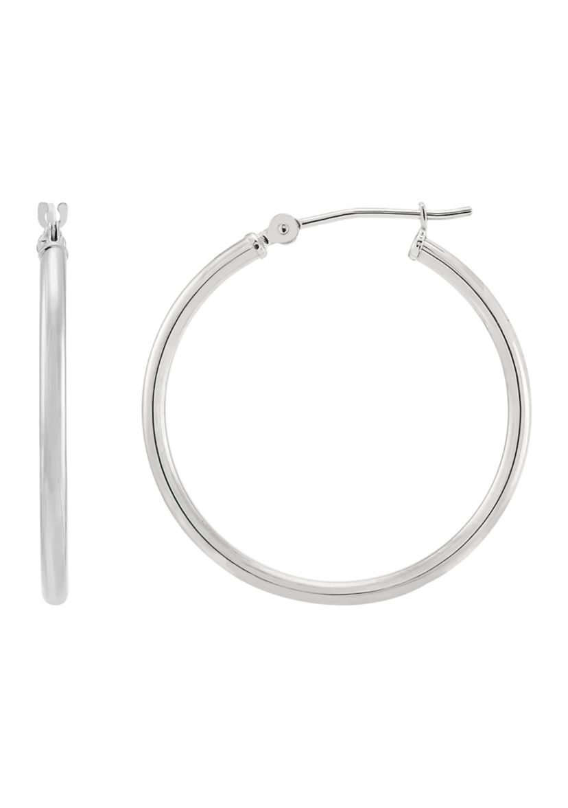 Tube Hoop Earrings in 10K White Gold