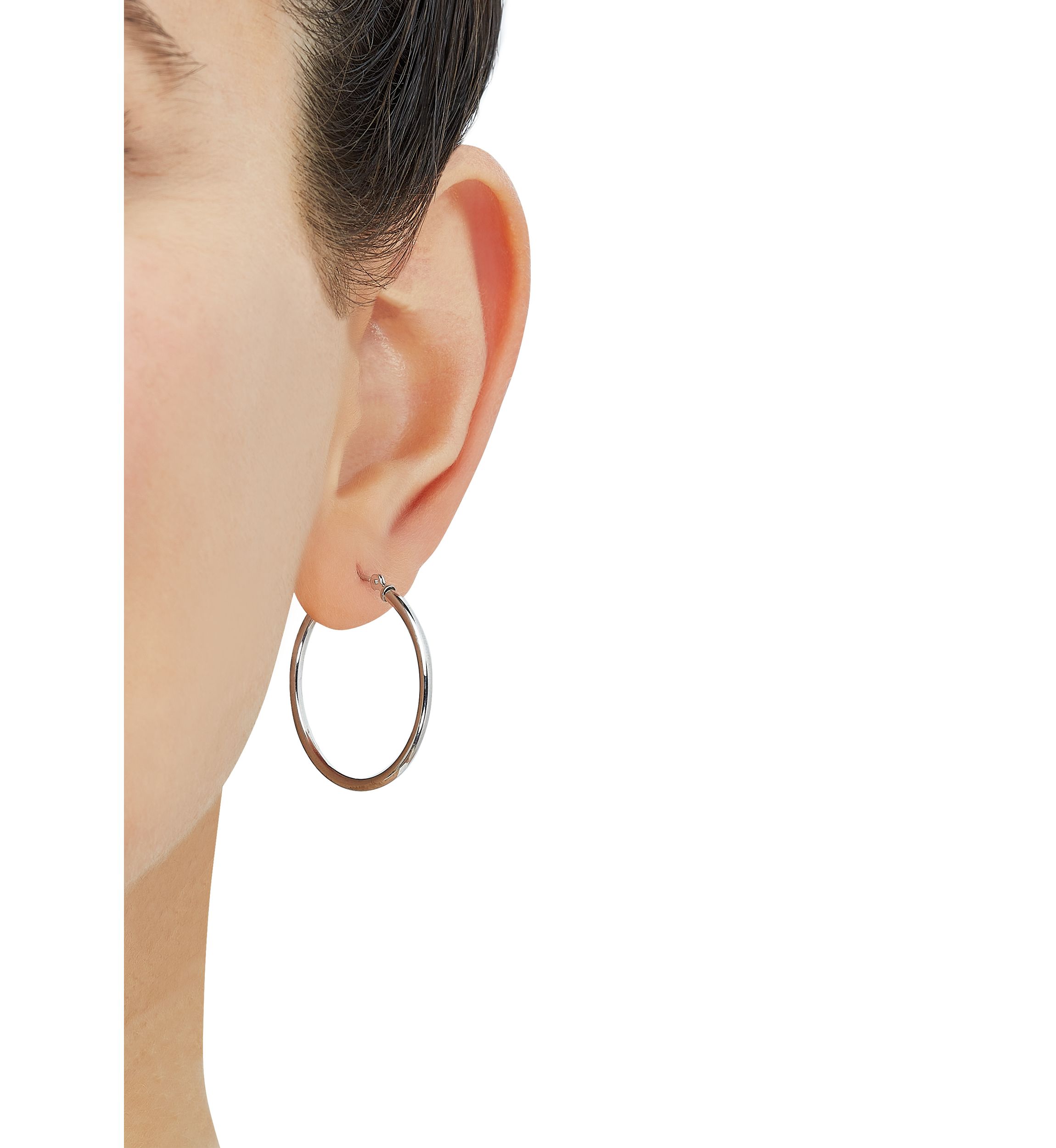 Tube Hoop Earrings in 10K White Gold