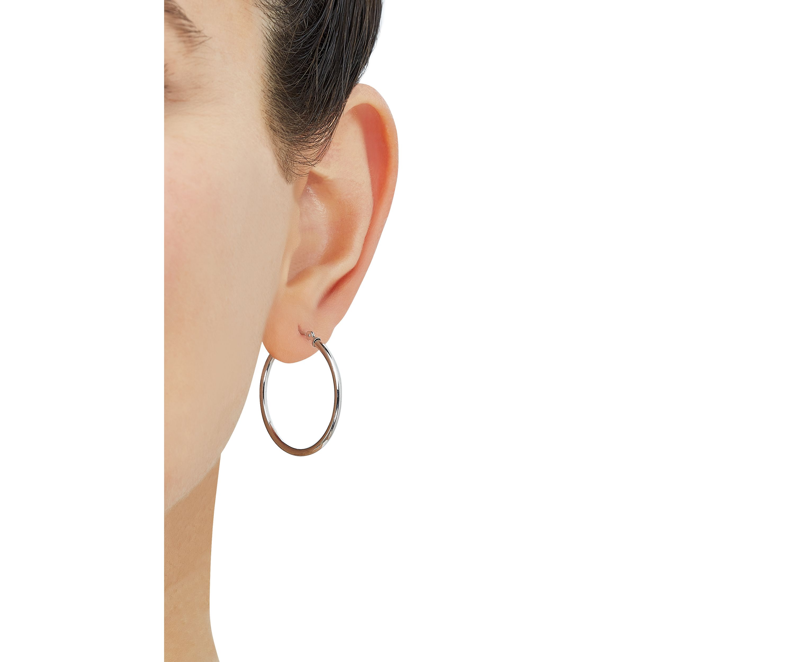 Tube Hoop Earrings in 10K White Gold