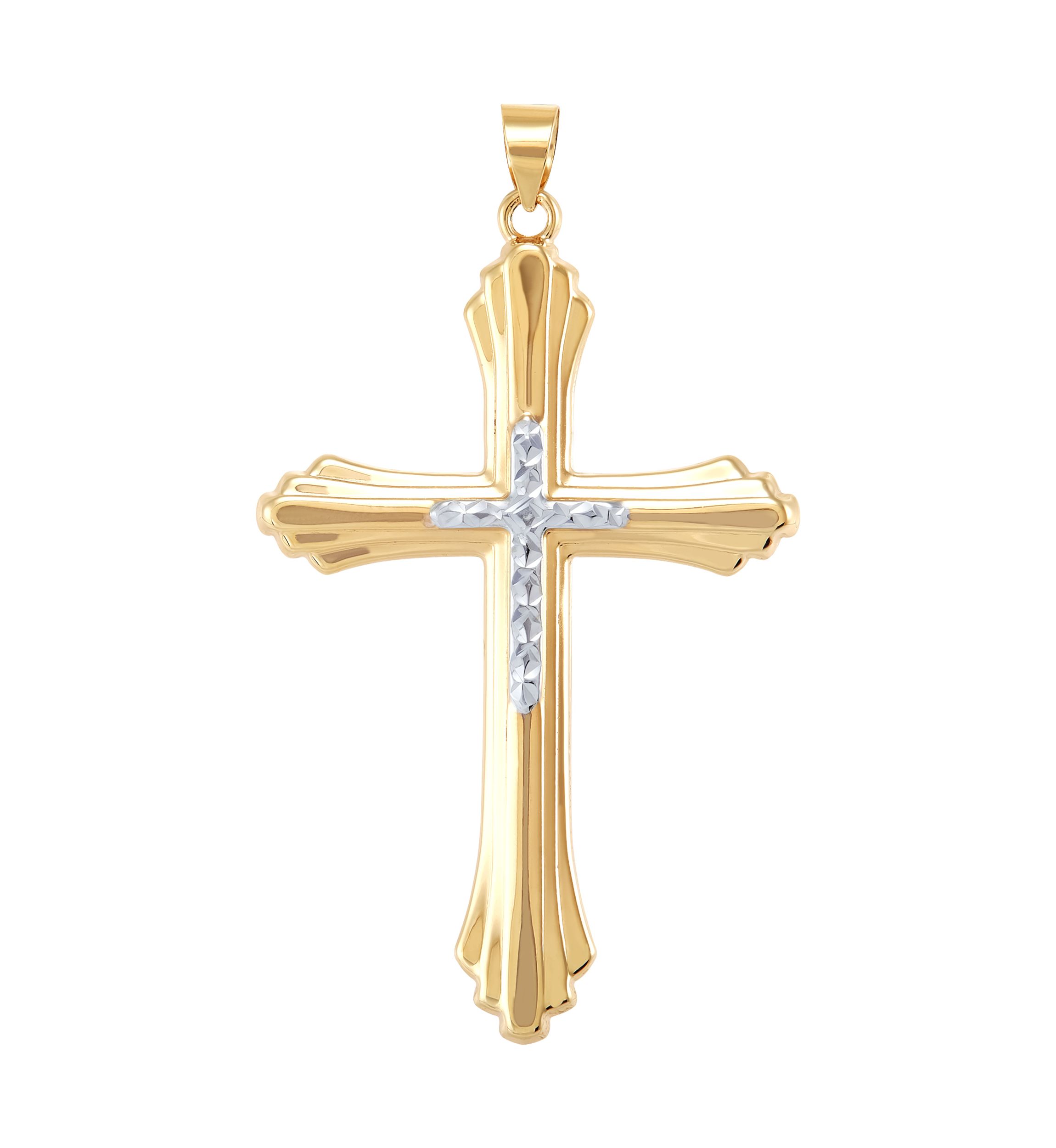 Large Layer Cross Peandant in 10K Yellow Gold
