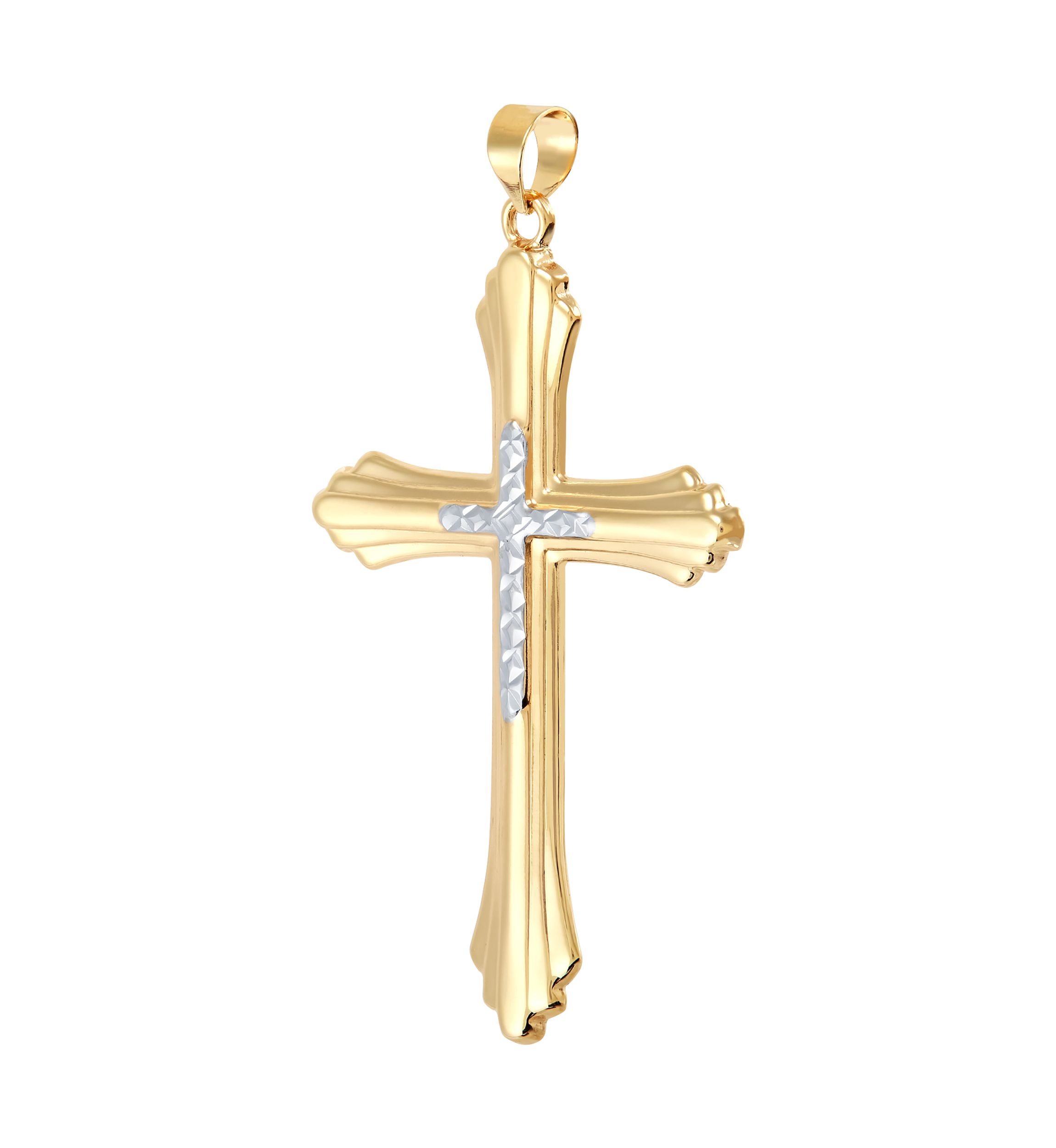 Large Layer Cross Peandant in 10K Yellow Gold