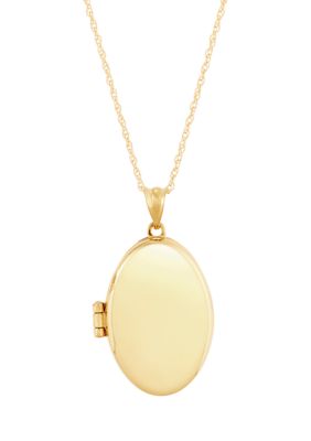 Belk & Co Oval Locket With 18"" Rope Chain In 10K Yellow Gold