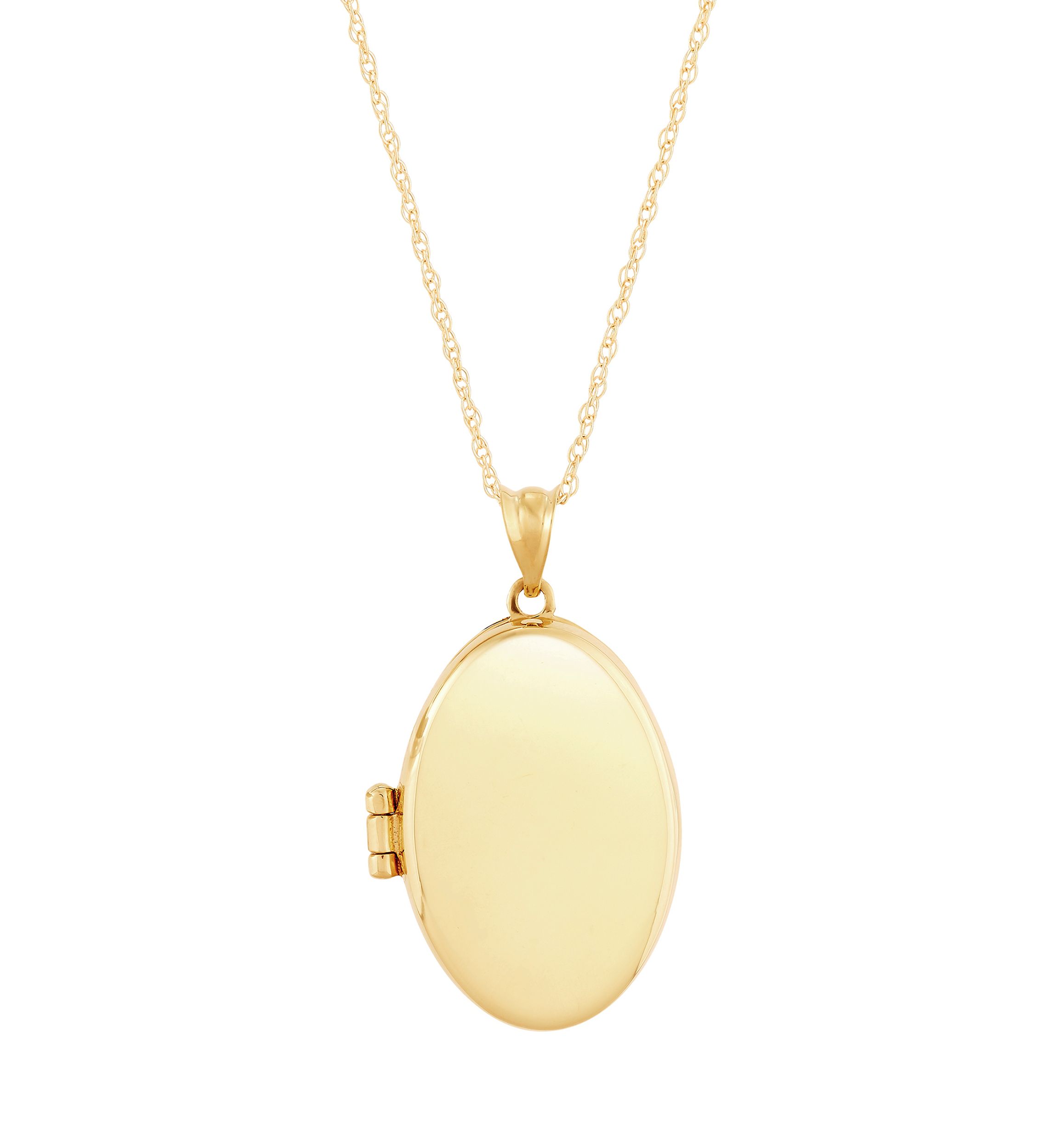 Oval Locket with 18" Rope Chain in 10K Yellow Gold