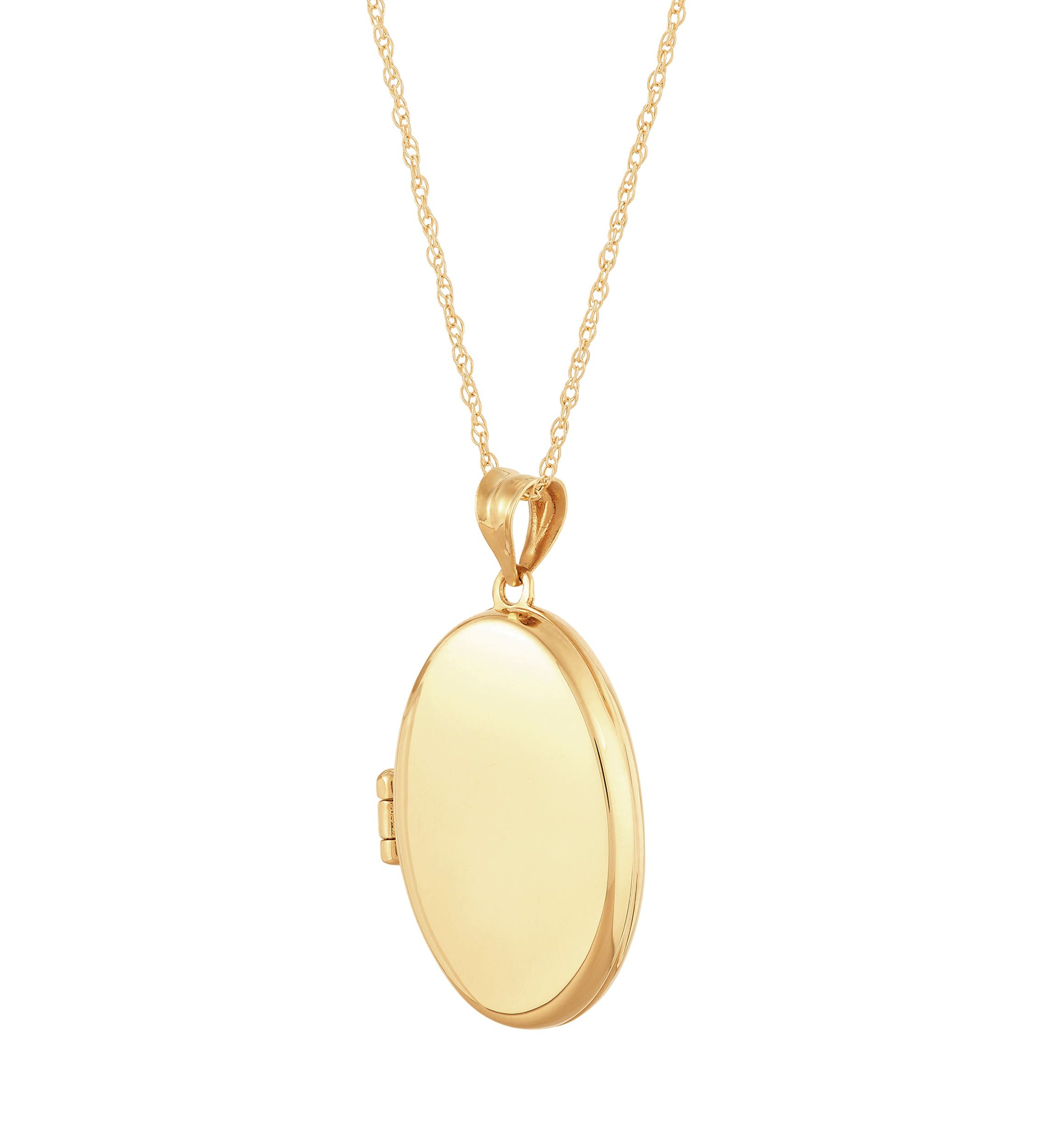 Oval Locket with 18" Rope Chain in 10K Yellow Gold