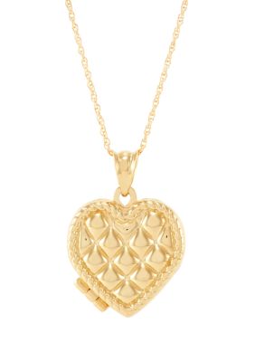 Belk & Co Heart Locket Necklace with 18" Rope Chain in 10K Yellow Gold, 18 in