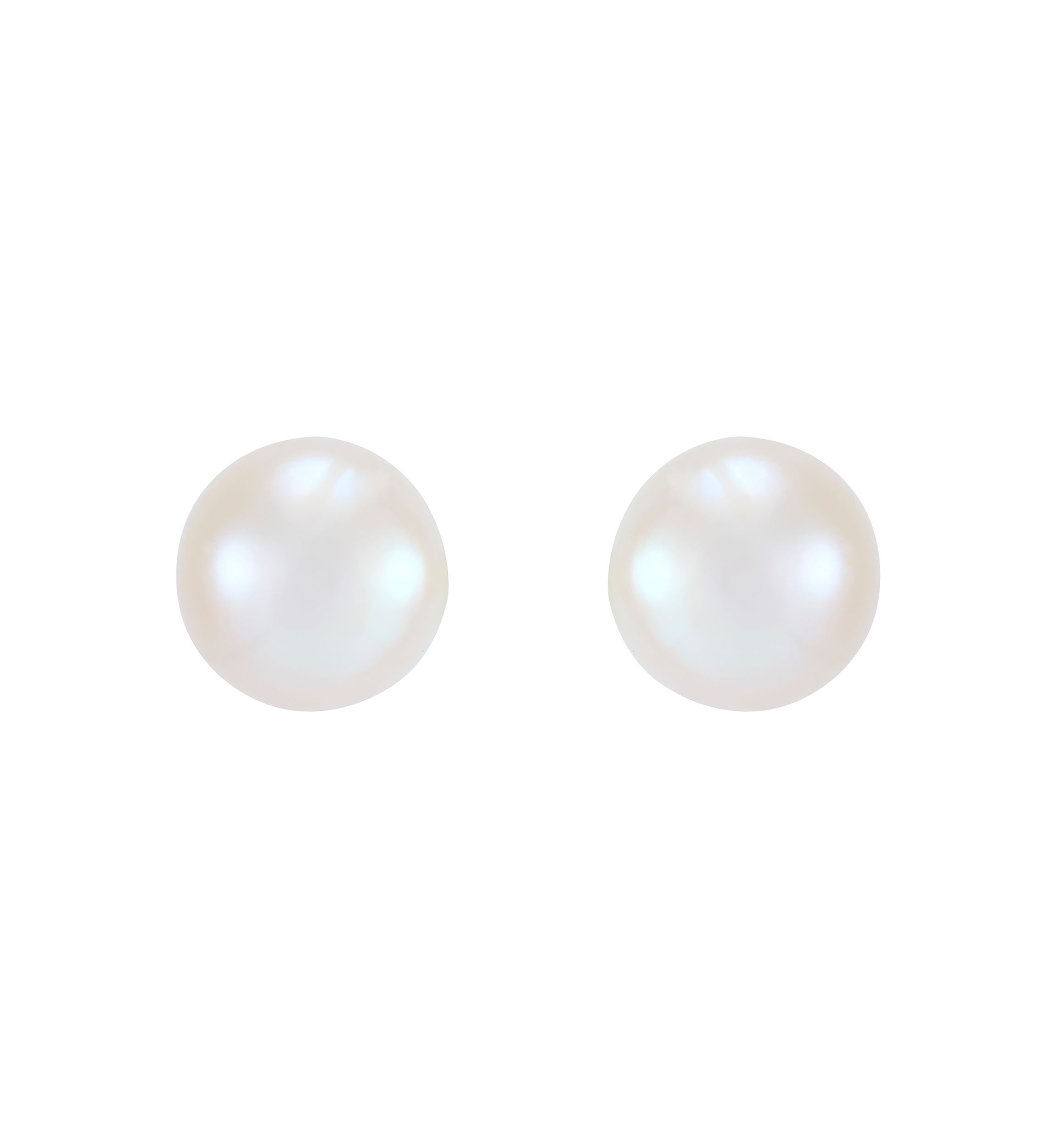 Button White Pearl Stud Earrings in Sterling Silver - Set of 3