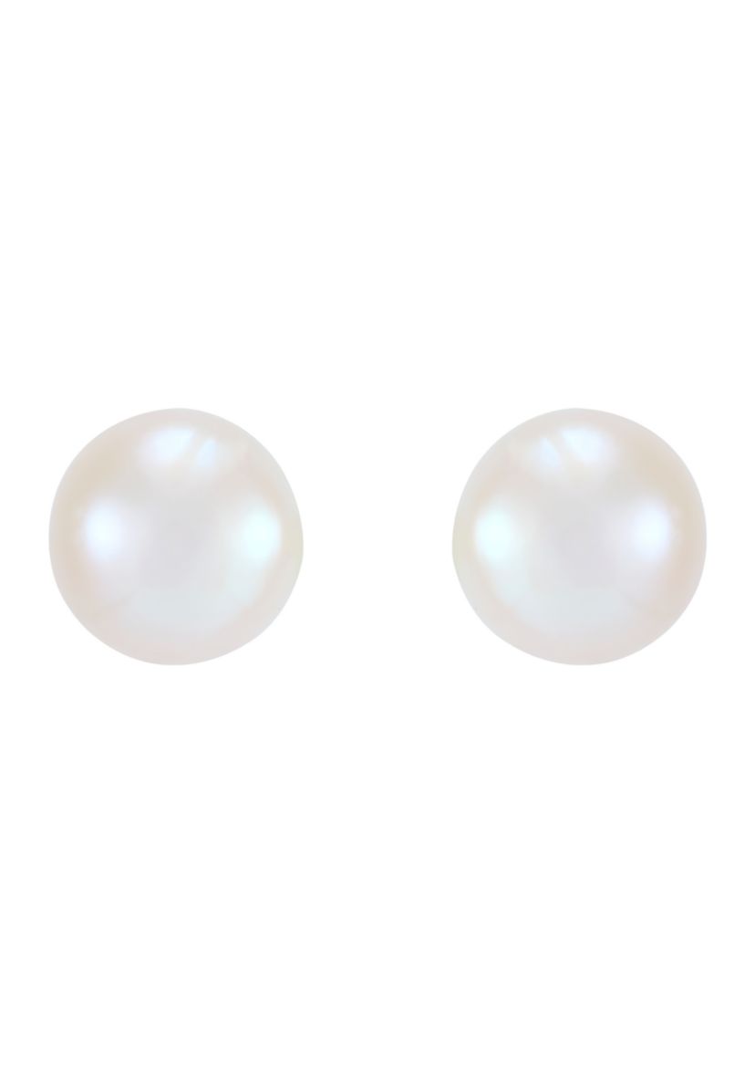 Button White Pearl Stud Earrings in Sterling Silver - Set of 3