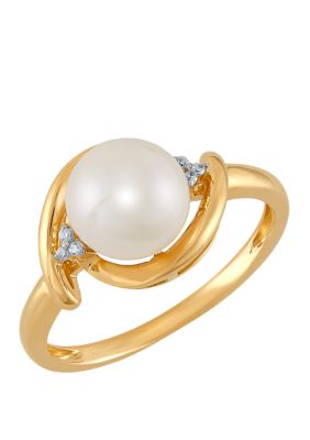 Belk & Co. 1/5 ct. t.w. Diamond and 3.25 ct. t.w. Freshwater Pearl Ring ...
