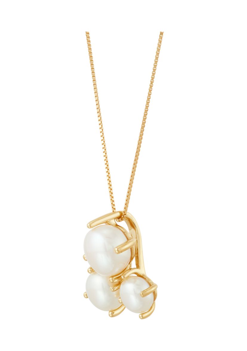 6-8.5 Millimeter Pearl Pendant with 18" Box Chain in 10K Yellow Gold