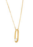 6 Millimeter Round White Pearl Dangle Necklace in 10K Yellow Gold