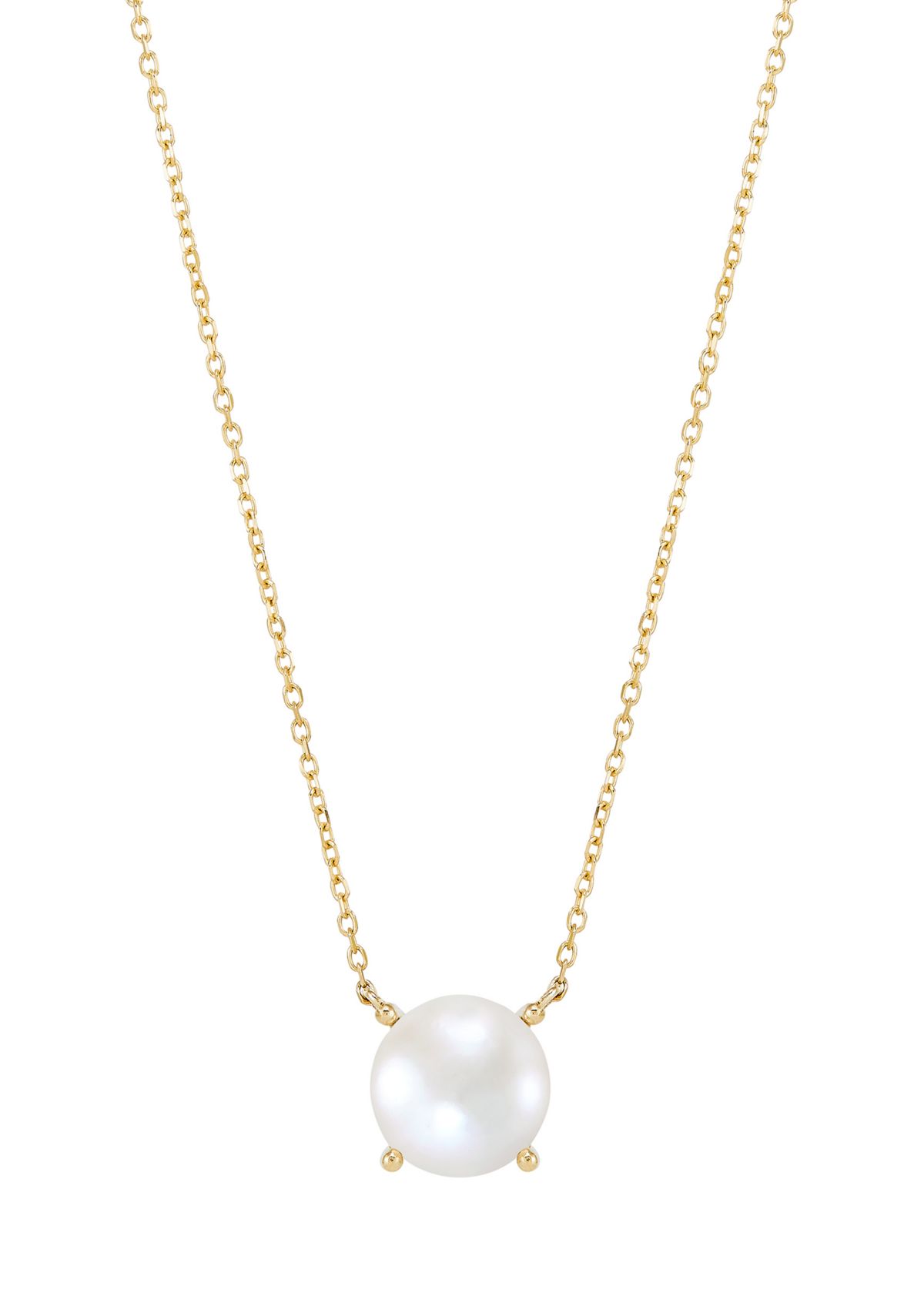10-10.5 Millimeter Solitaire Pearl Necklace in 10K Yellow Gold