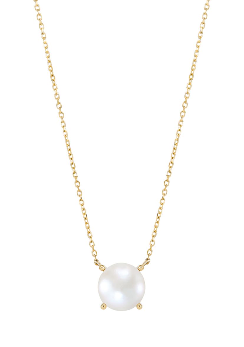 10-10.5 Millimeter Solitaire Pearl Necklace in 10K Yellow Gold