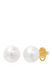 12 mm -13 mm Freshwater Pearl Earrings in 14k Yellow Gold