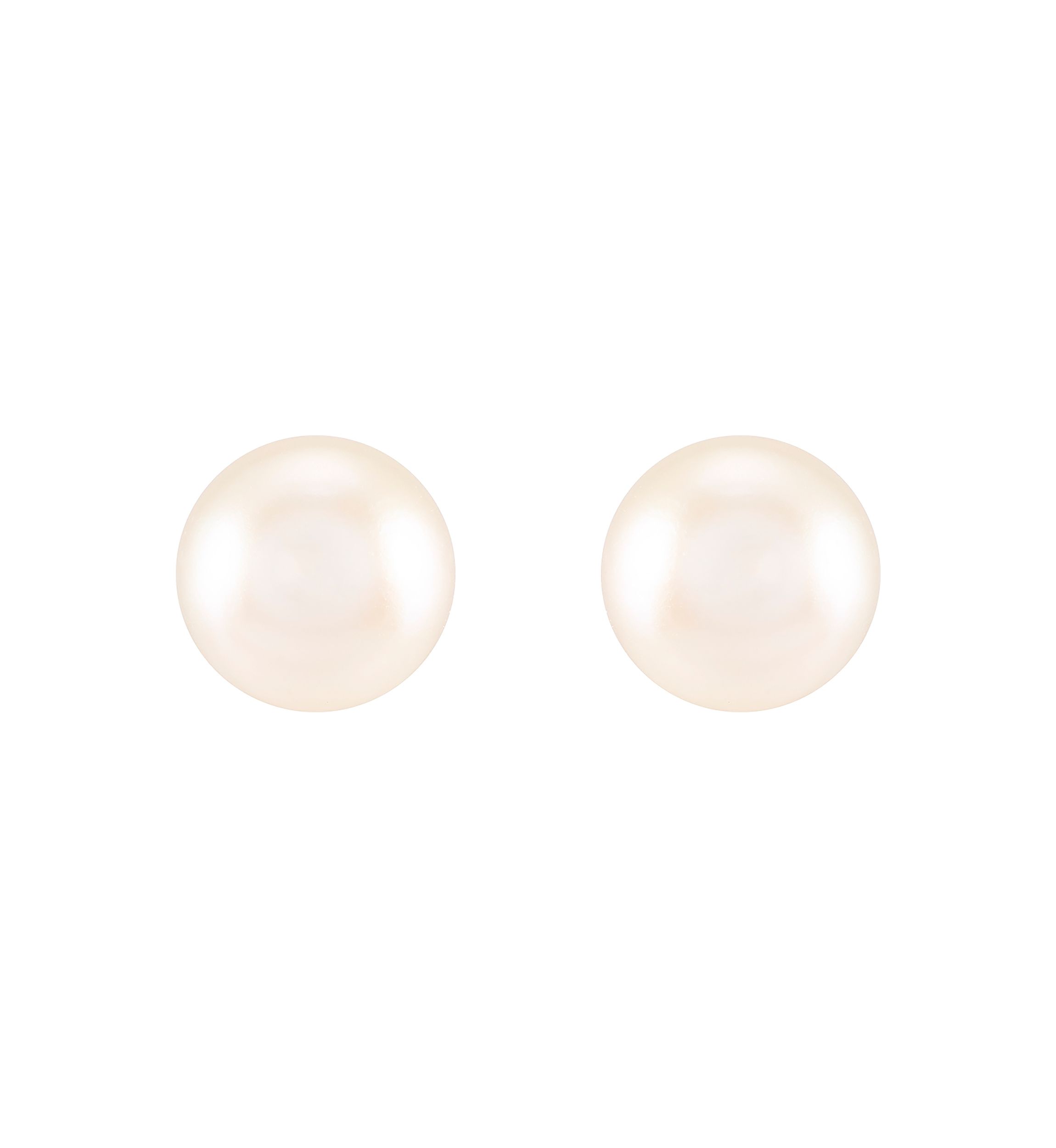 8-8.5 Millimeter White Round Pearl Stud Earrings in 14K Yellow Gold