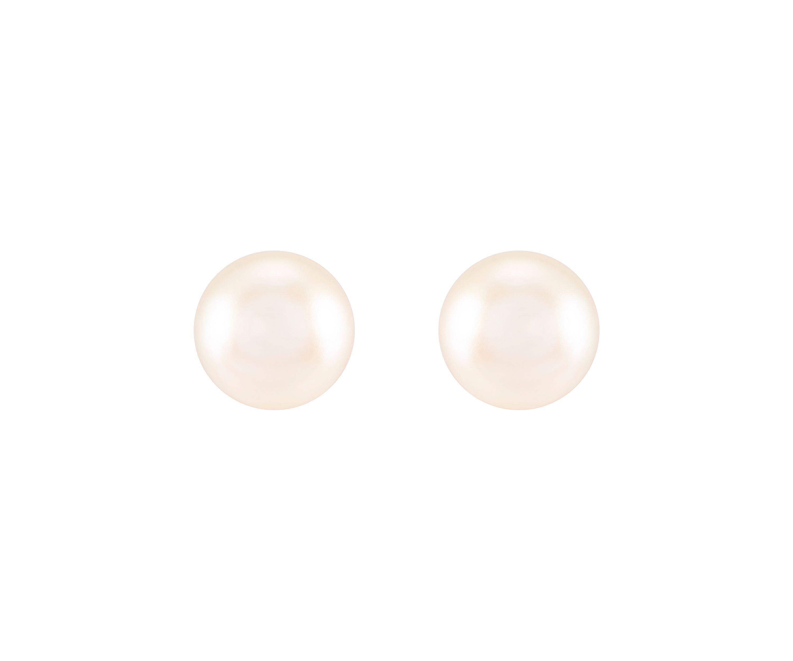 8-8.5 Millimeter White Round Pearl Stud Earrings in 14K Yellow Gold