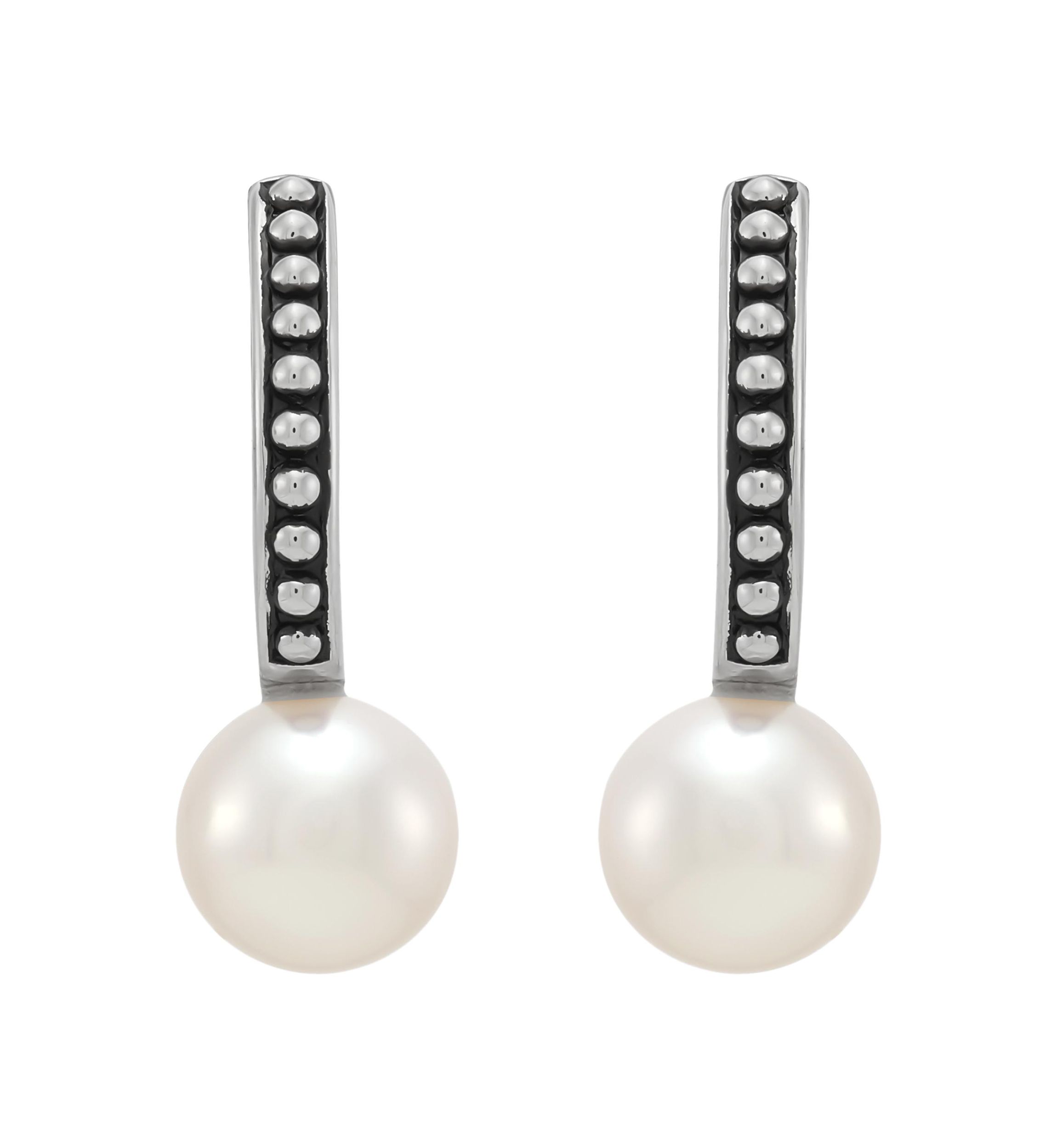 Pearl Hoop Earrings in Sterling Silver