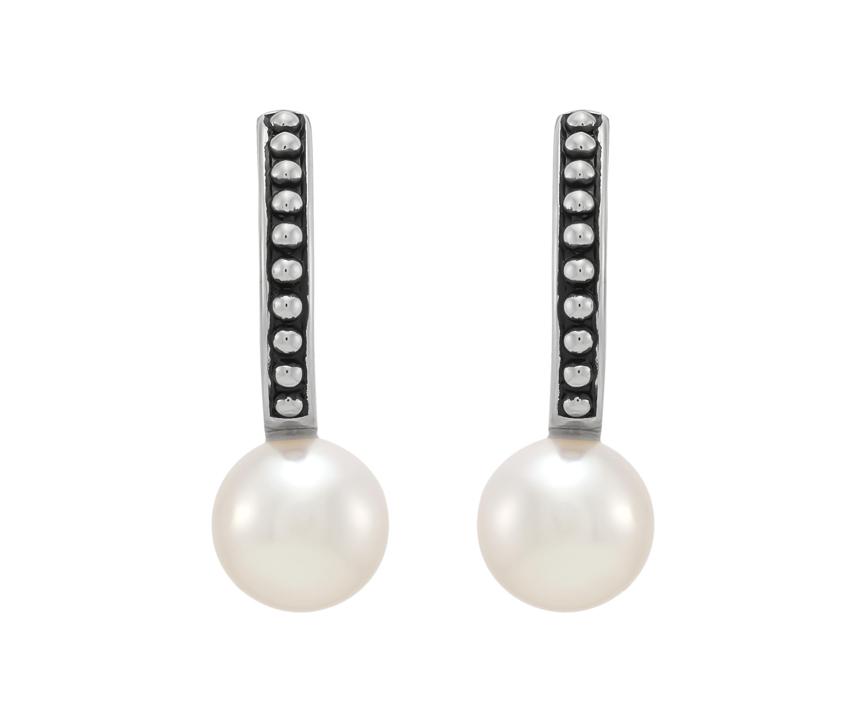Pearl Hoop Earrings in Sterling Silver