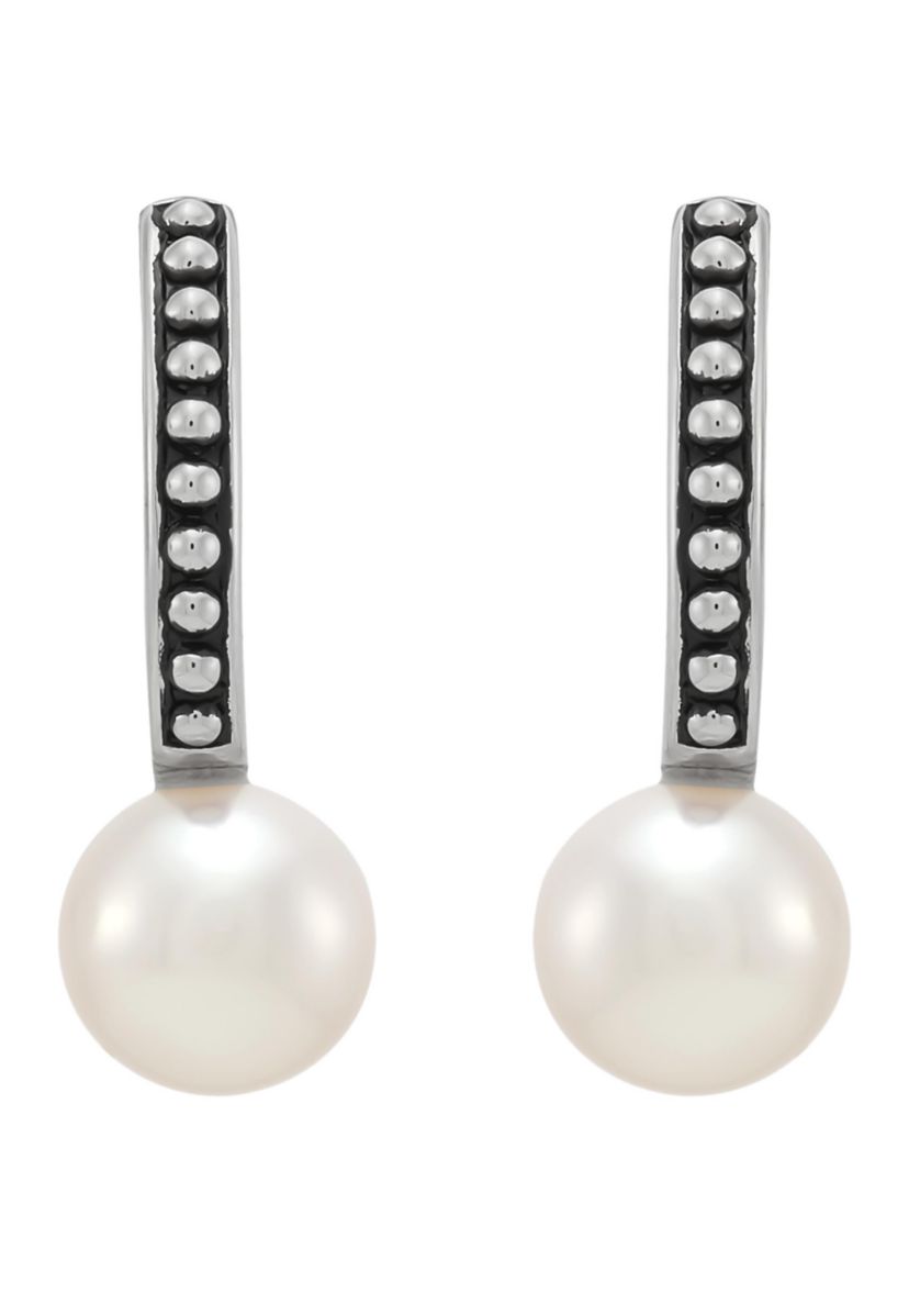 Pearl Hoop Earrings in Sterling Silver