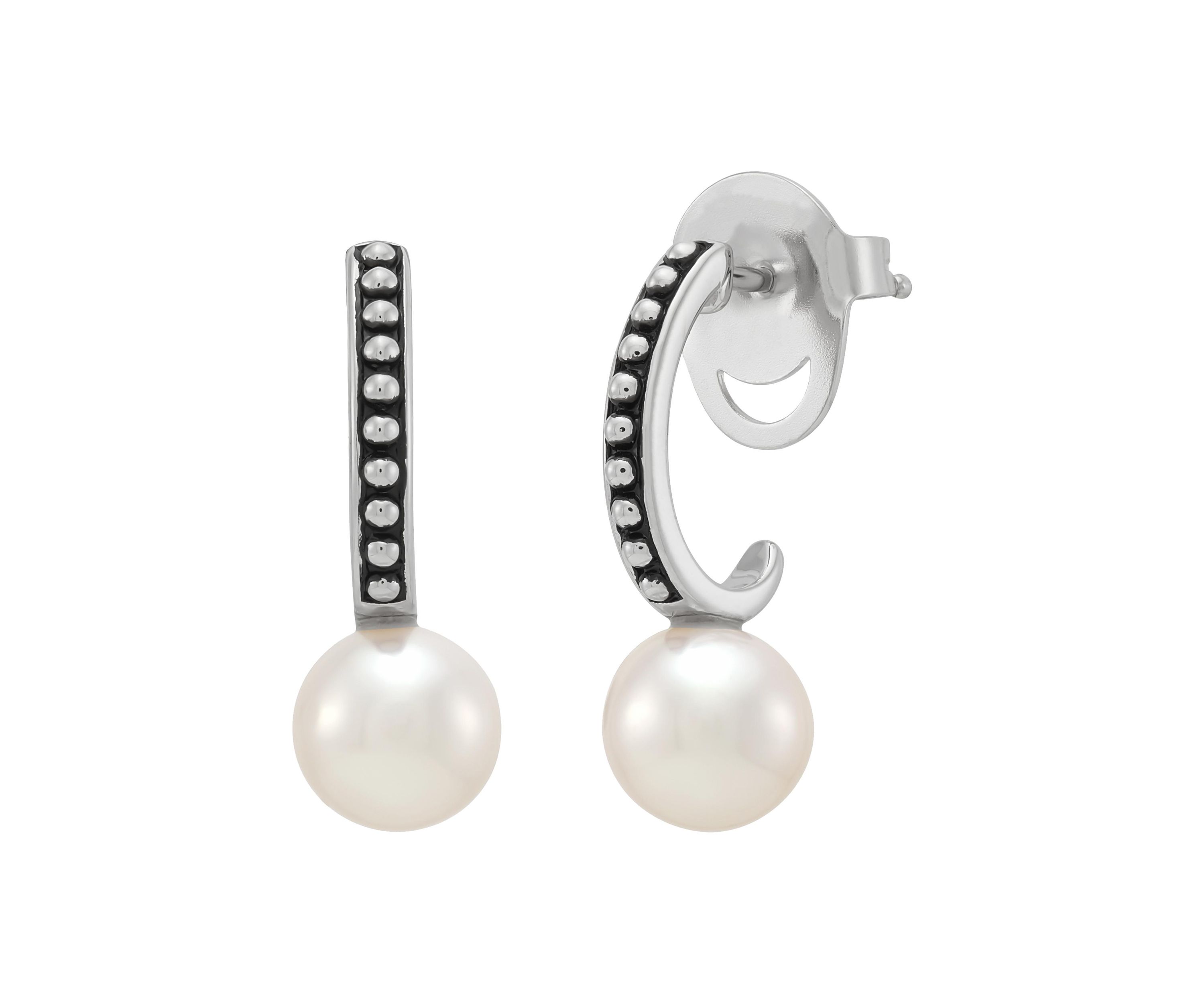 Pearl Hoop Earrings in Sterling Silver