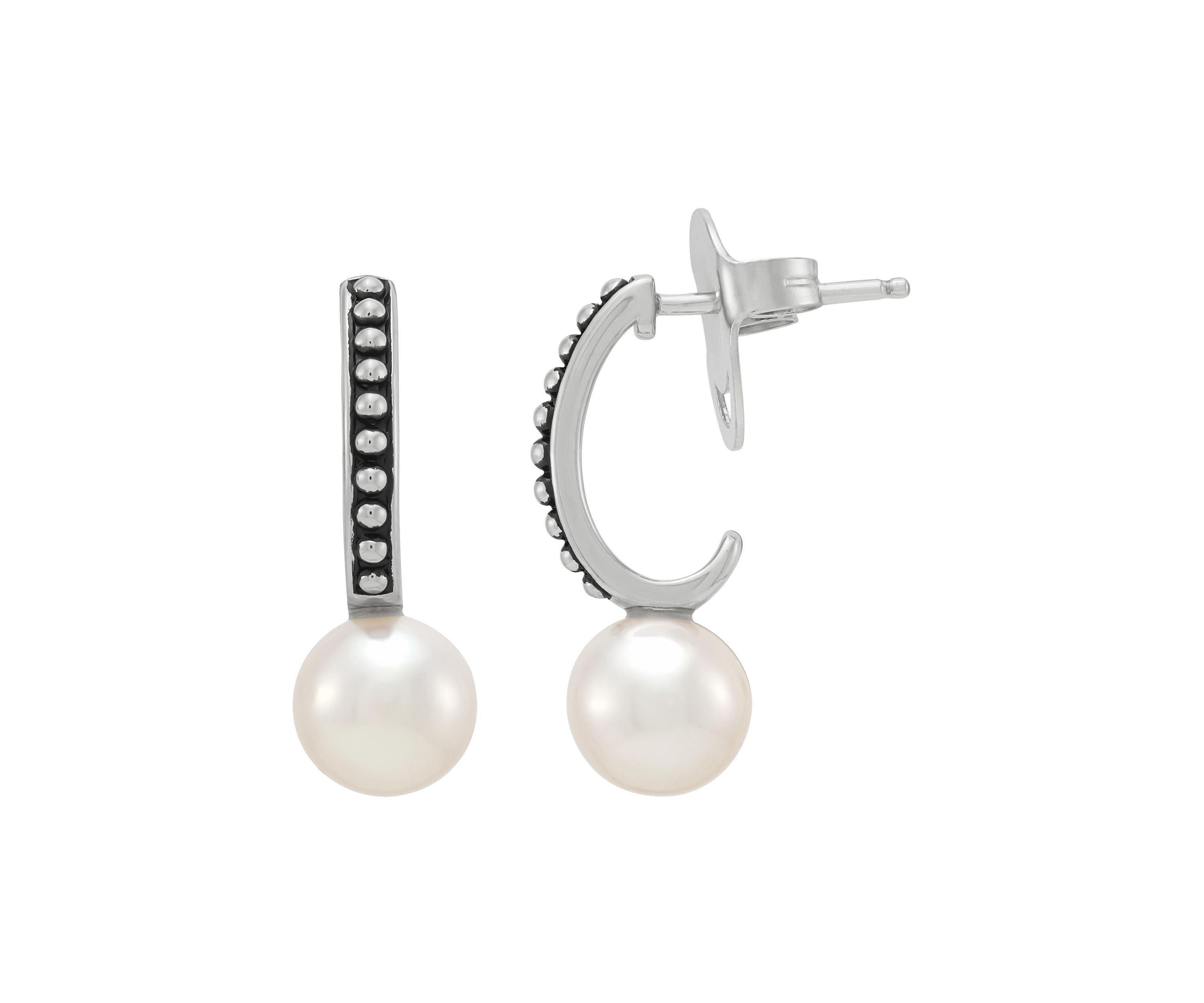Pearl Hoop Earrings in Sterling Silver