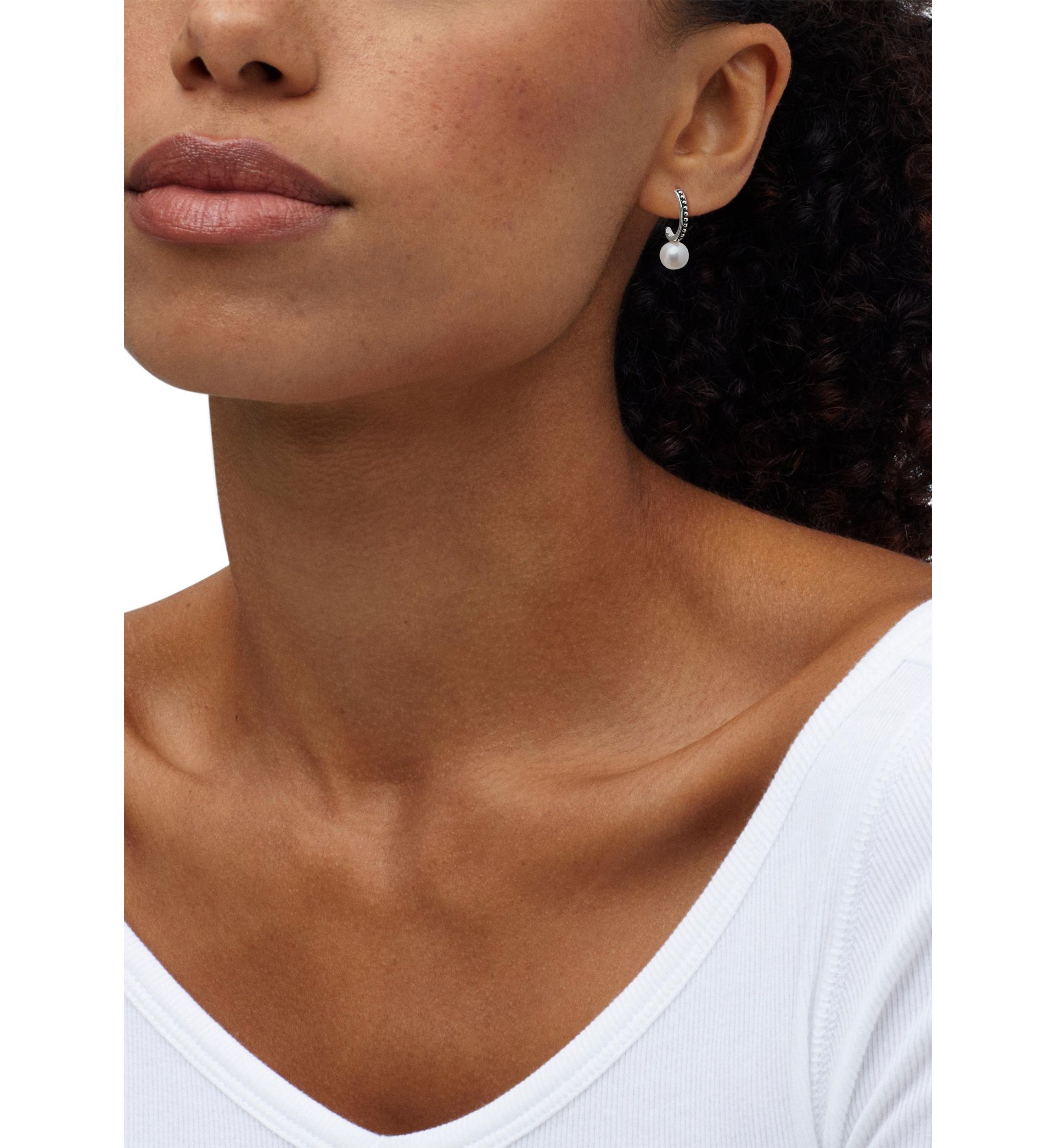Pearl Hoop Earrings in Sterling Silver