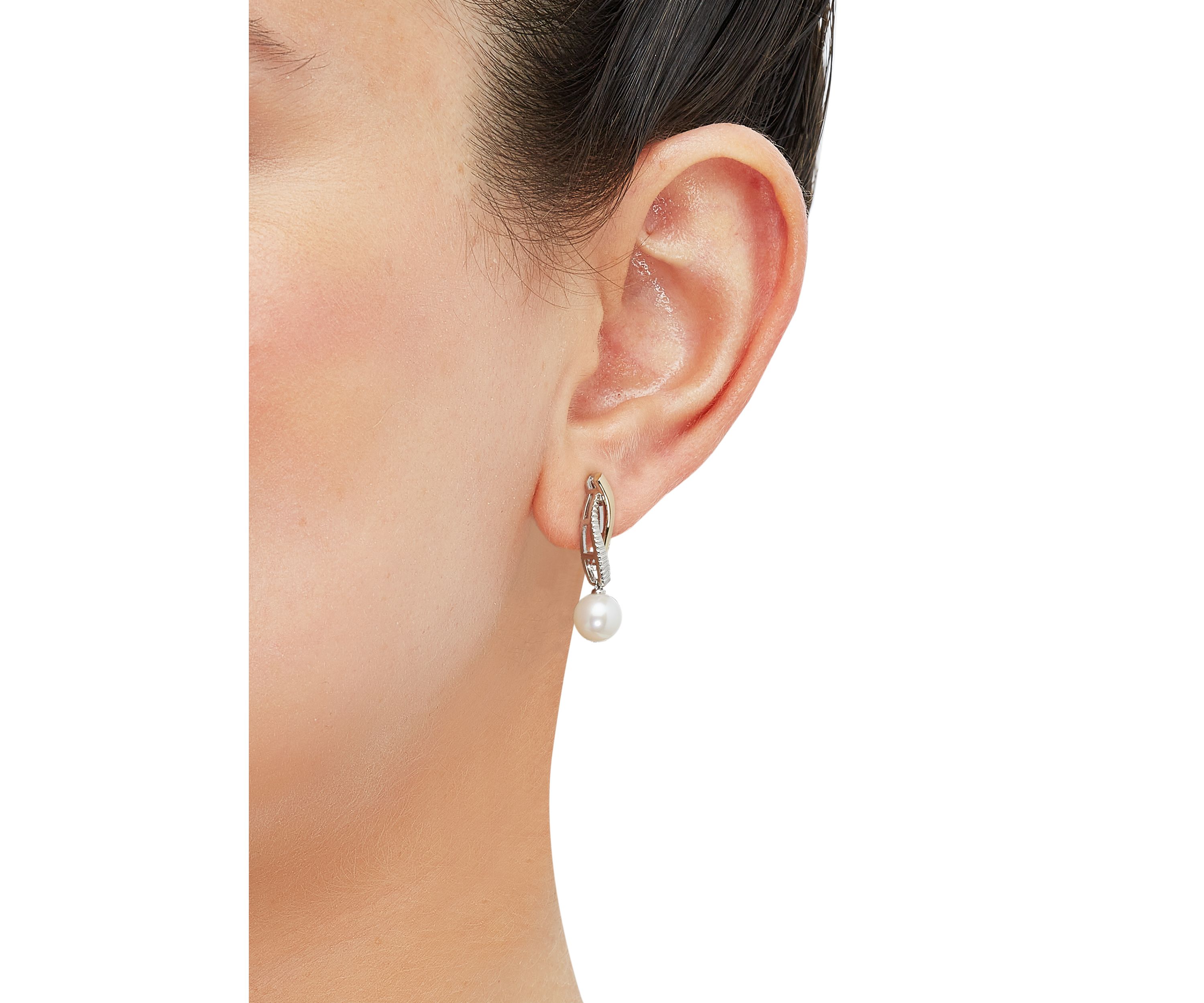 Freshwater Pearl Earrings in Sterling Silver & 10K Yellow Gold