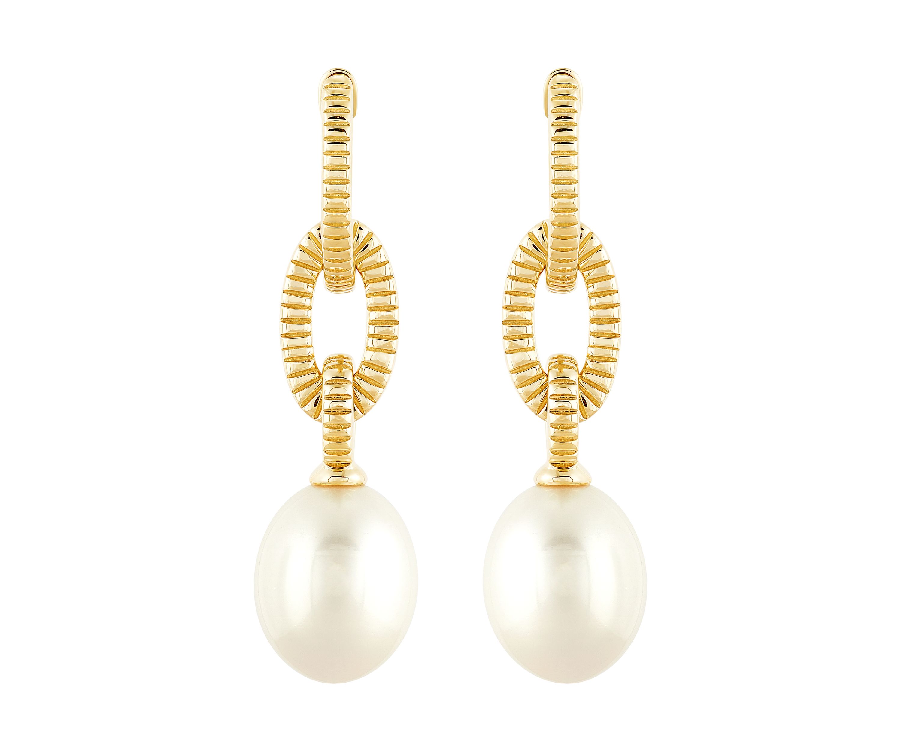 Freshwater Pearl Drop Earrings in 10K Yellow Gold