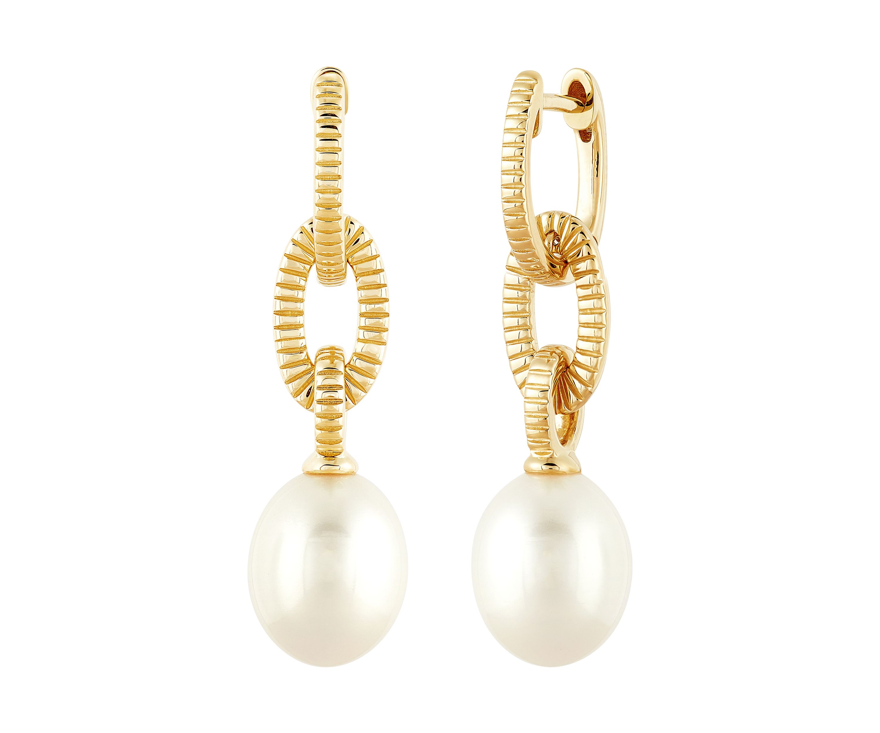 Freshwater Pearl Drop Earrings in 10K Yellow Gold
