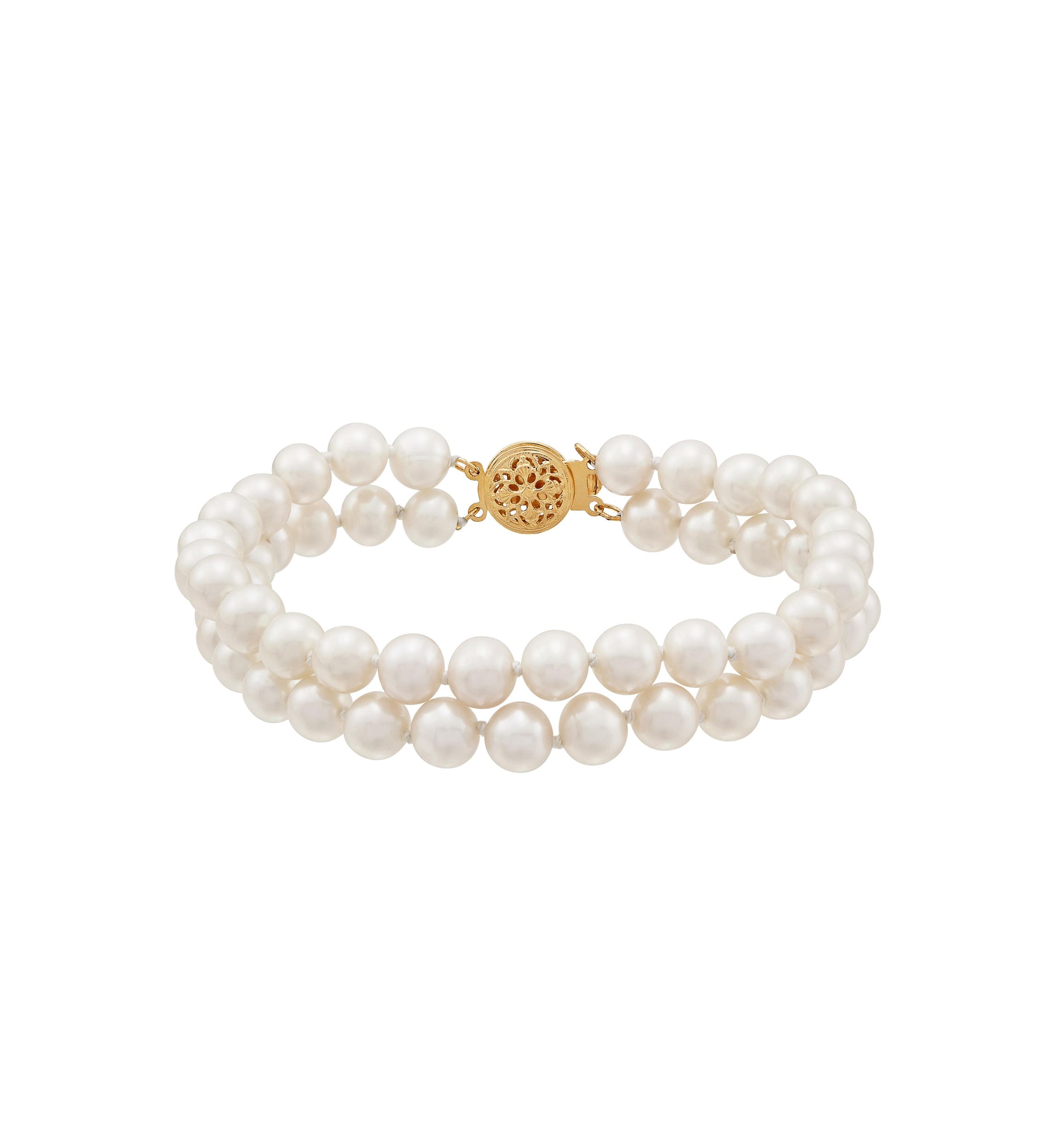 Pearl Double Strand Bracelet in 14K Yellow Gold