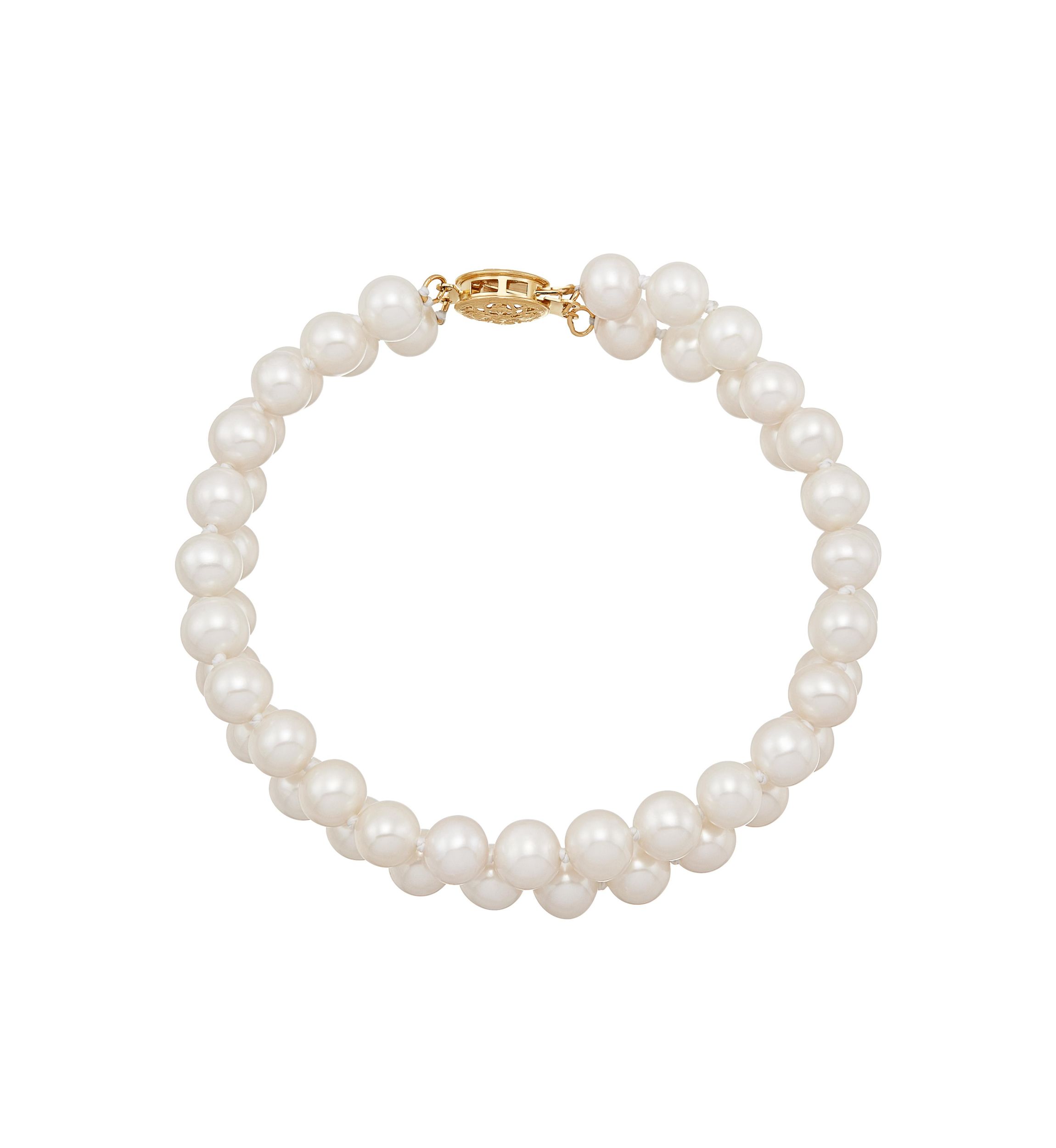Pearl Double Strand Bracelet in 14K Yellow Gold
