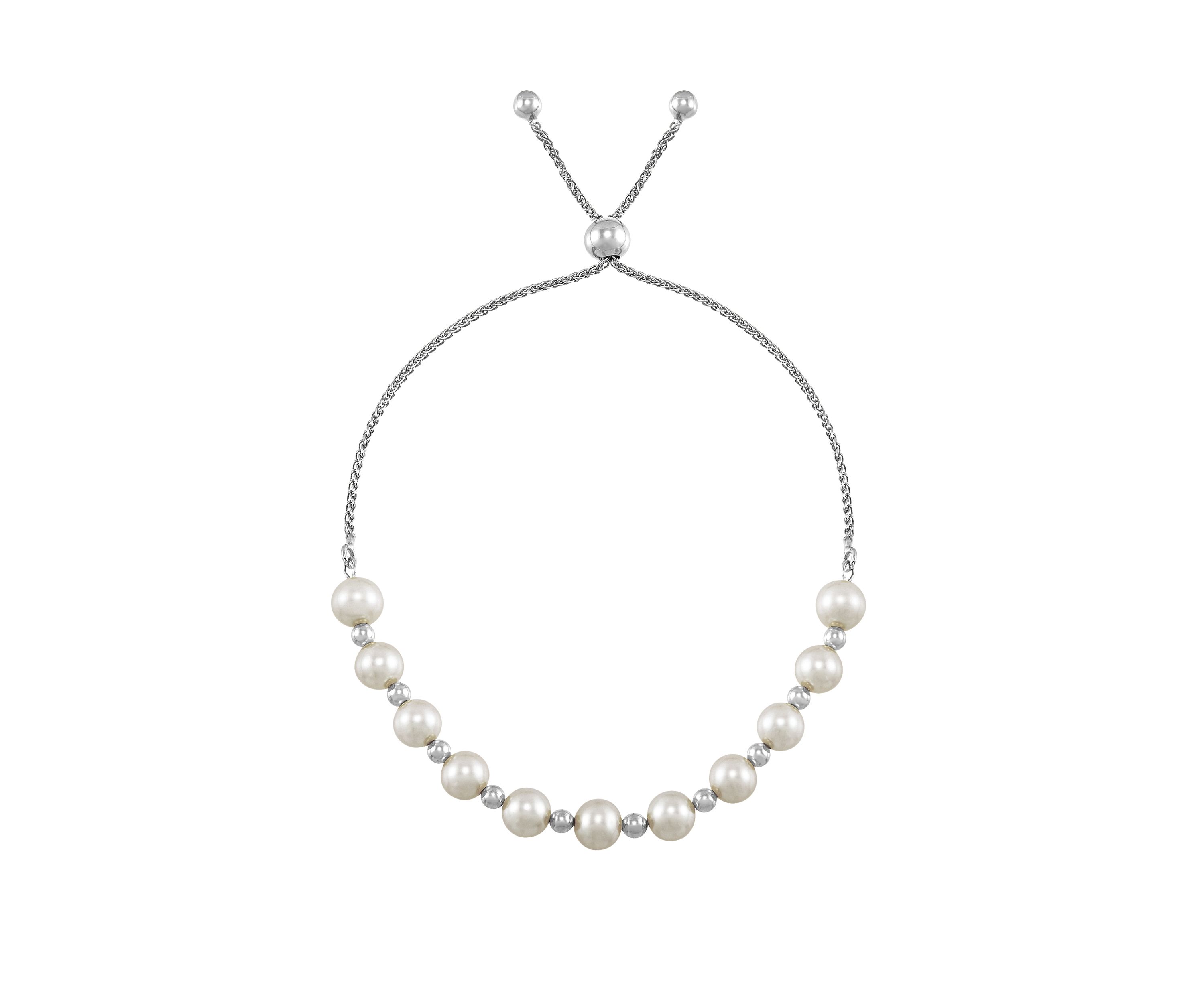 18.7 ct. t.w. Freshwater Pearl Bolo Bracelet in Sterling Silver 