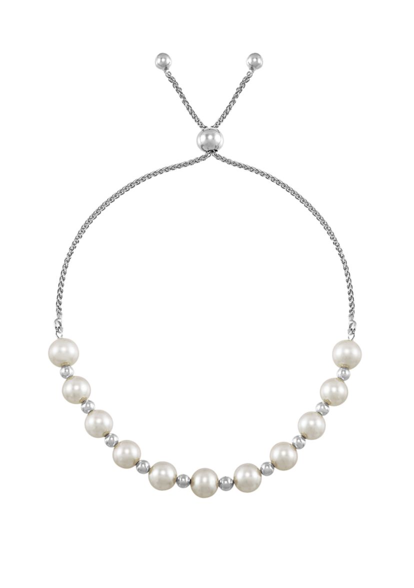 18.7 ct. t.w. Freshwater Pearl Bolo Bracelet in Sterling Silver 