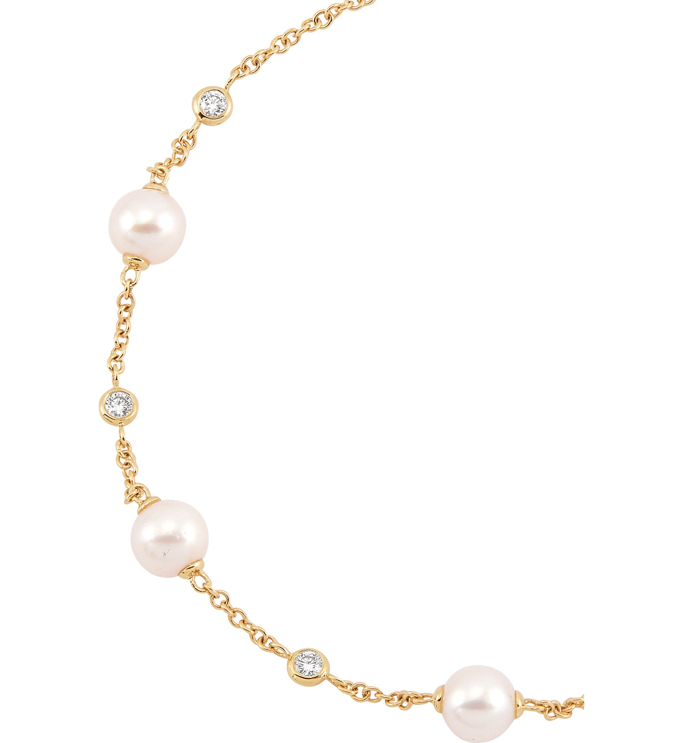 Pearl and 1/5 ct. t.w. Lab Grown Diamond Bracelet in 10K Yellow Gold