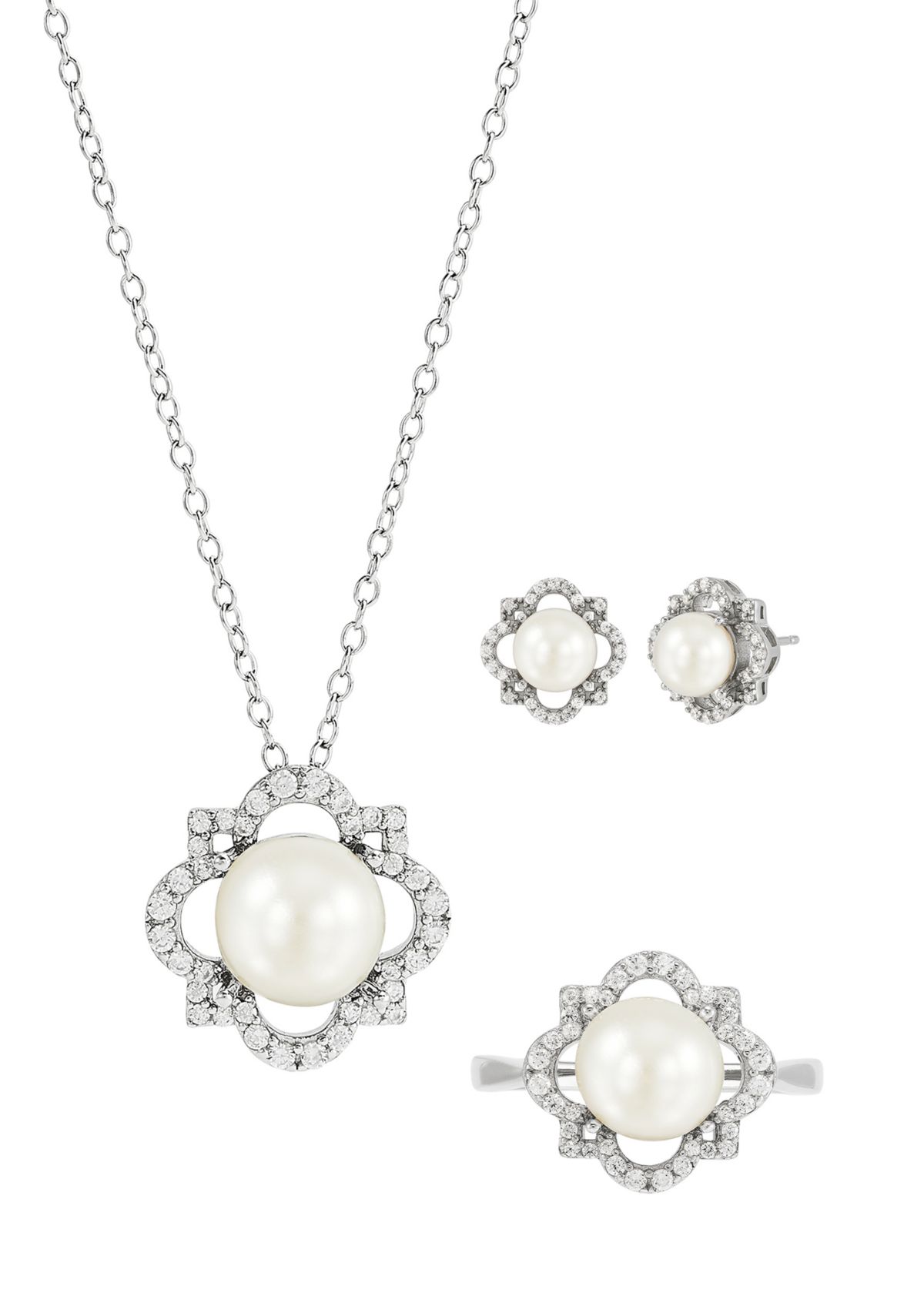 Freashwater Pearl and White Topaz Set in Sterling Silver