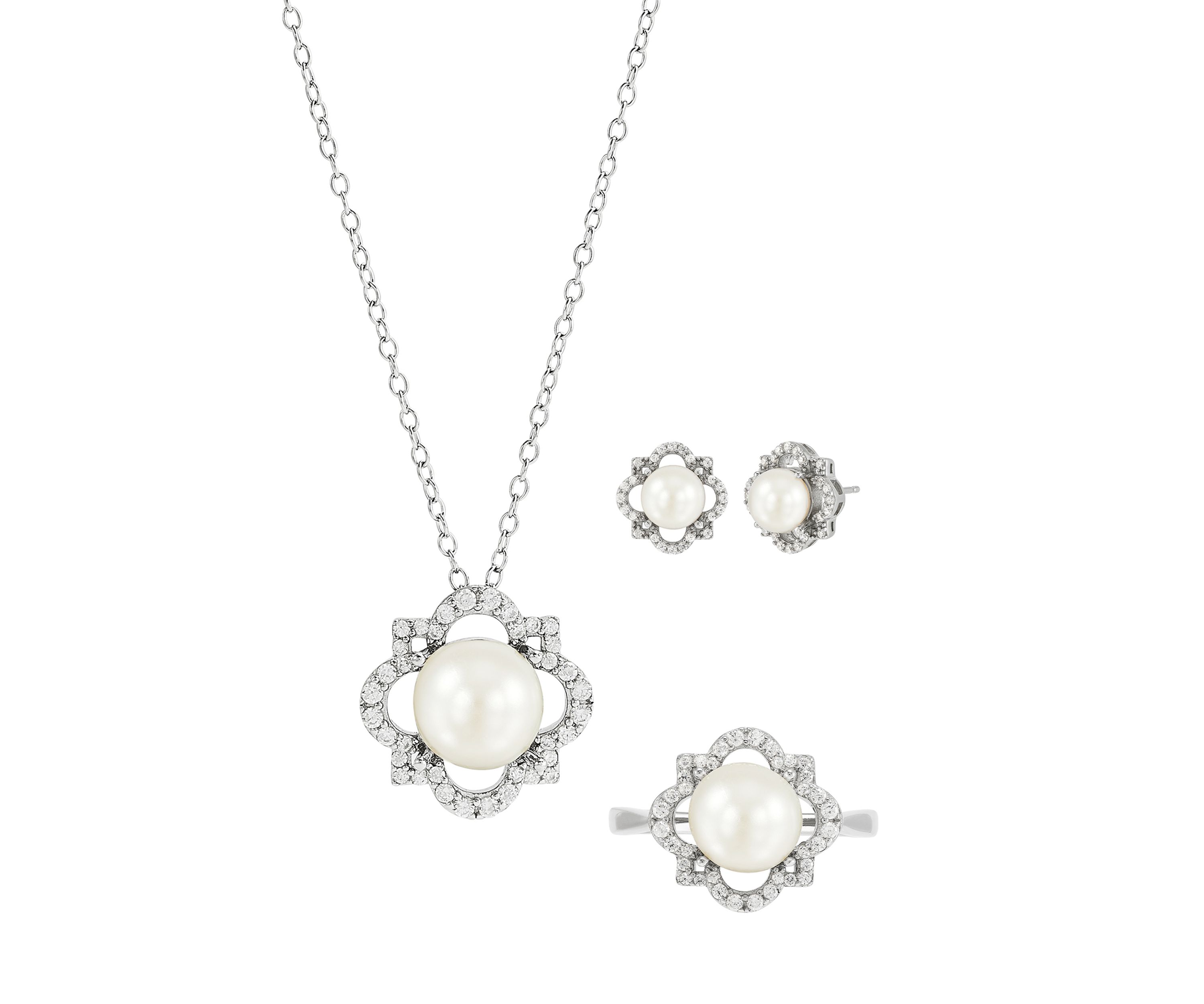 Freashwater Pearl and White Topaz Set in Sterling Silver