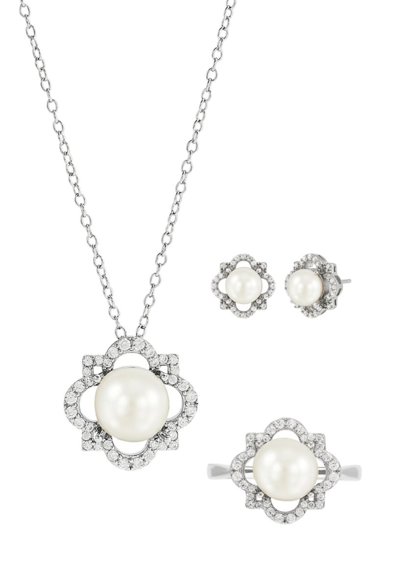 Freashwater Pearl and White Topaz Set in Sterling Silver
