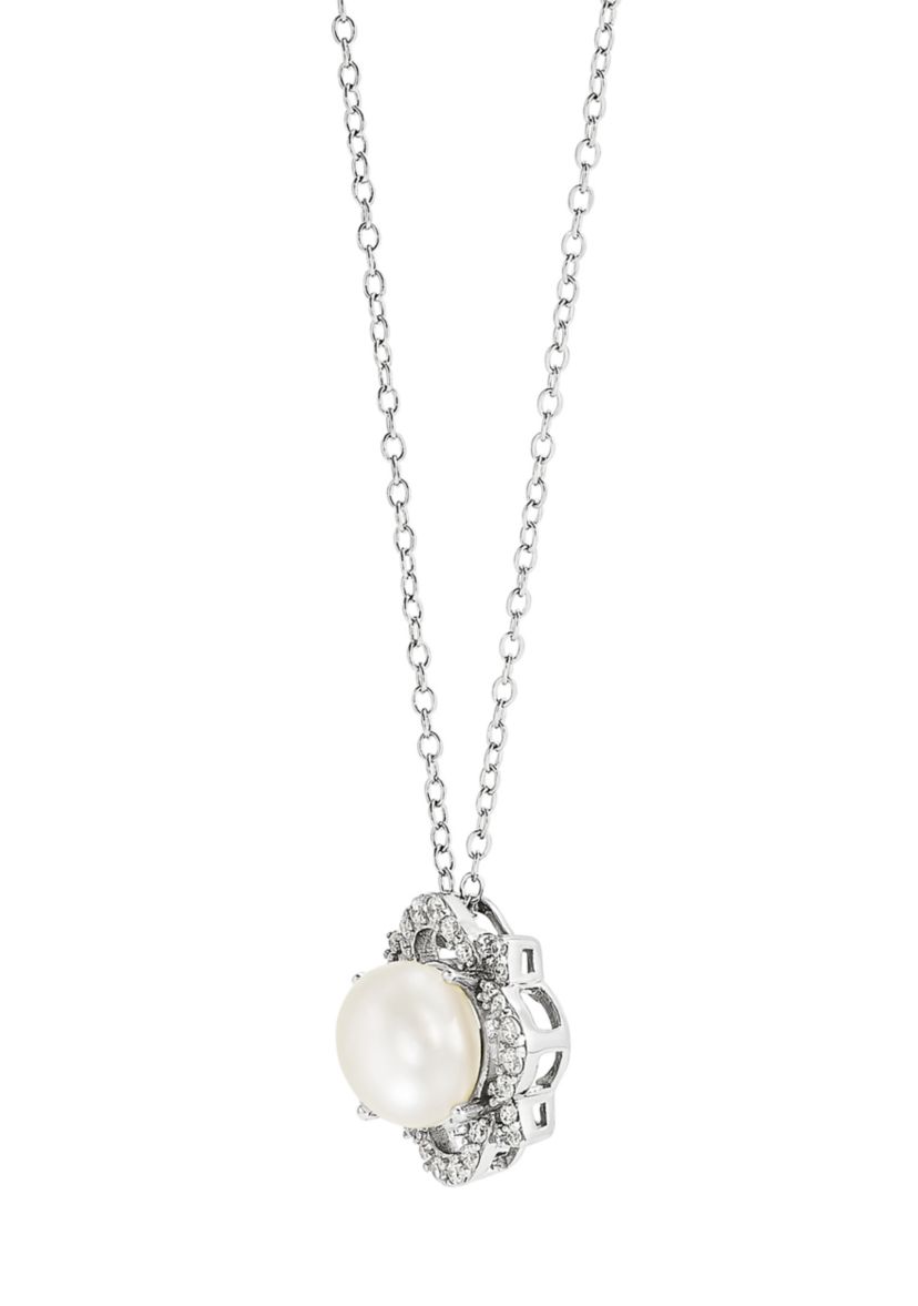 Freashwater Pearl and White Topaz Set in Sterling Silver